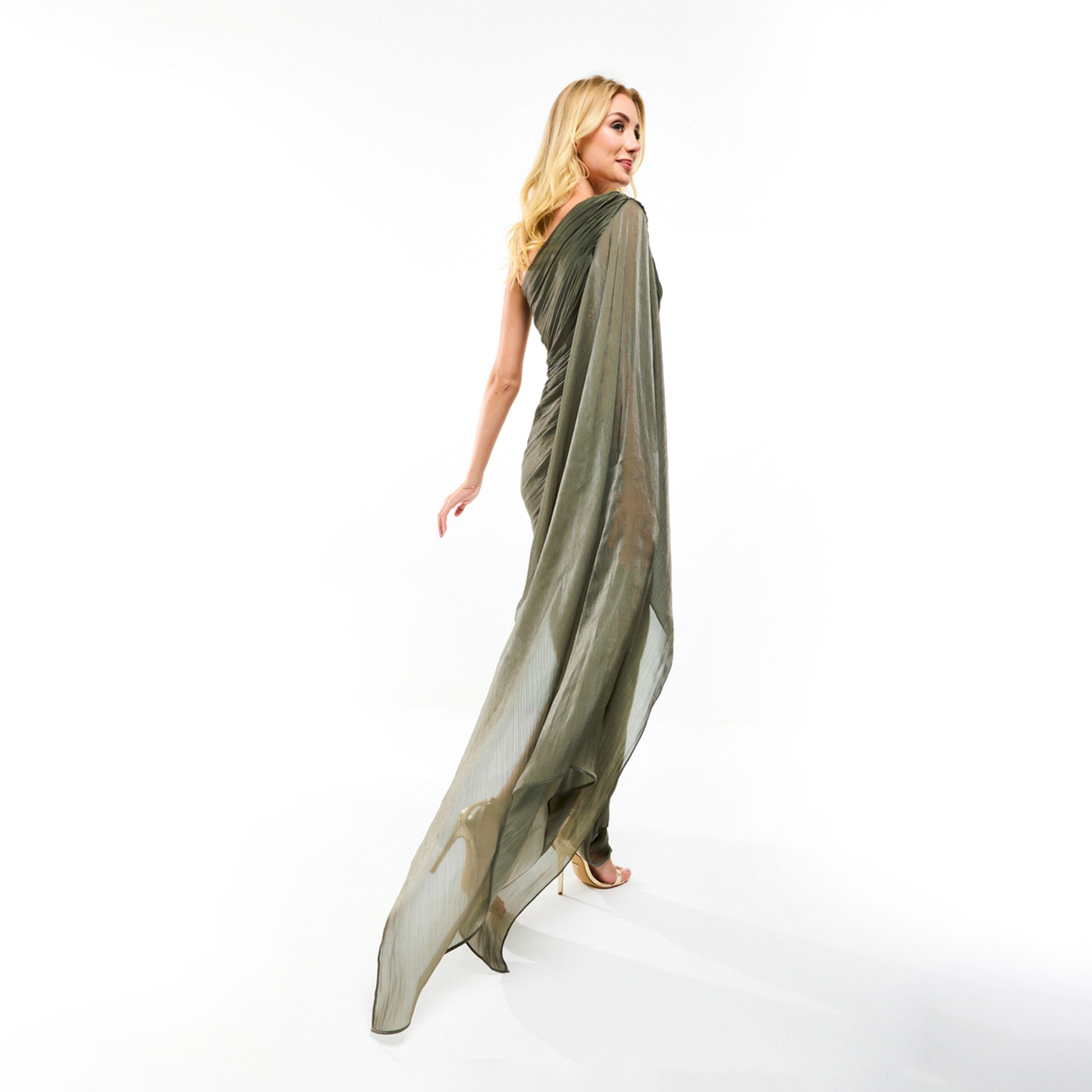 House of Moda X Styli  One Shoulder Drape Sleeve Gathered Bodycon Maxi Dress-women-clothing-dresses-image-2