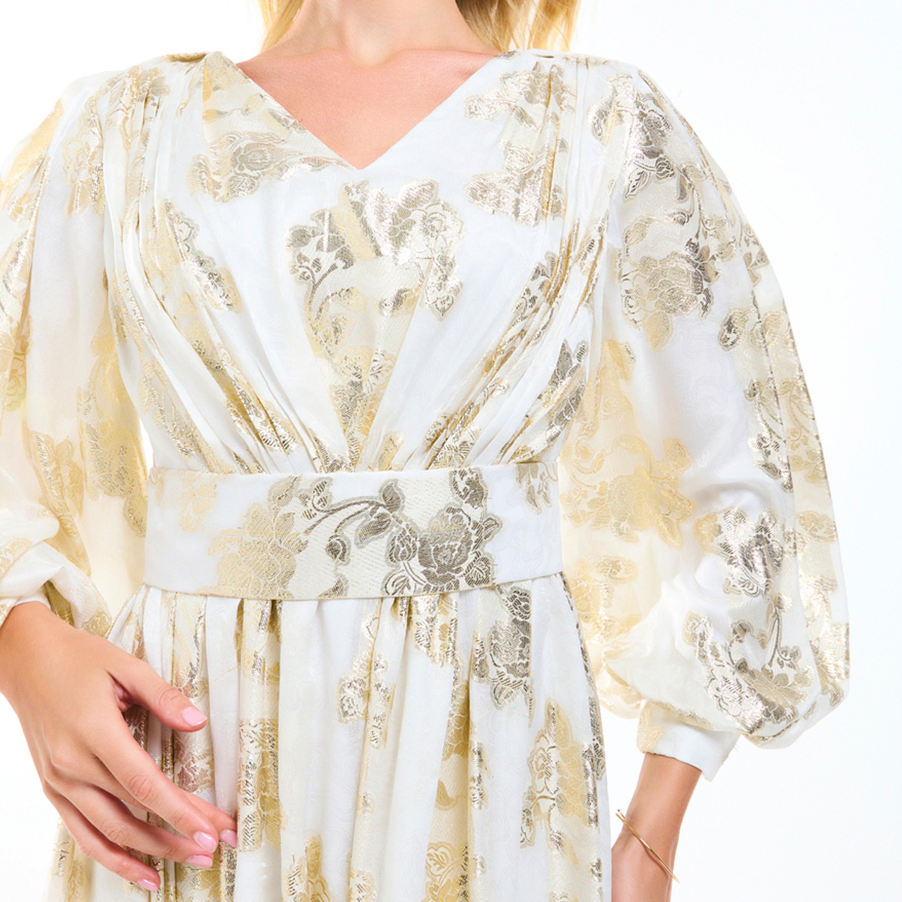 فستان طويل بتفاصيل براقة وأكمام بالون هاوس أوف مودا × ستايلي-women-clothing-dresses-image-5