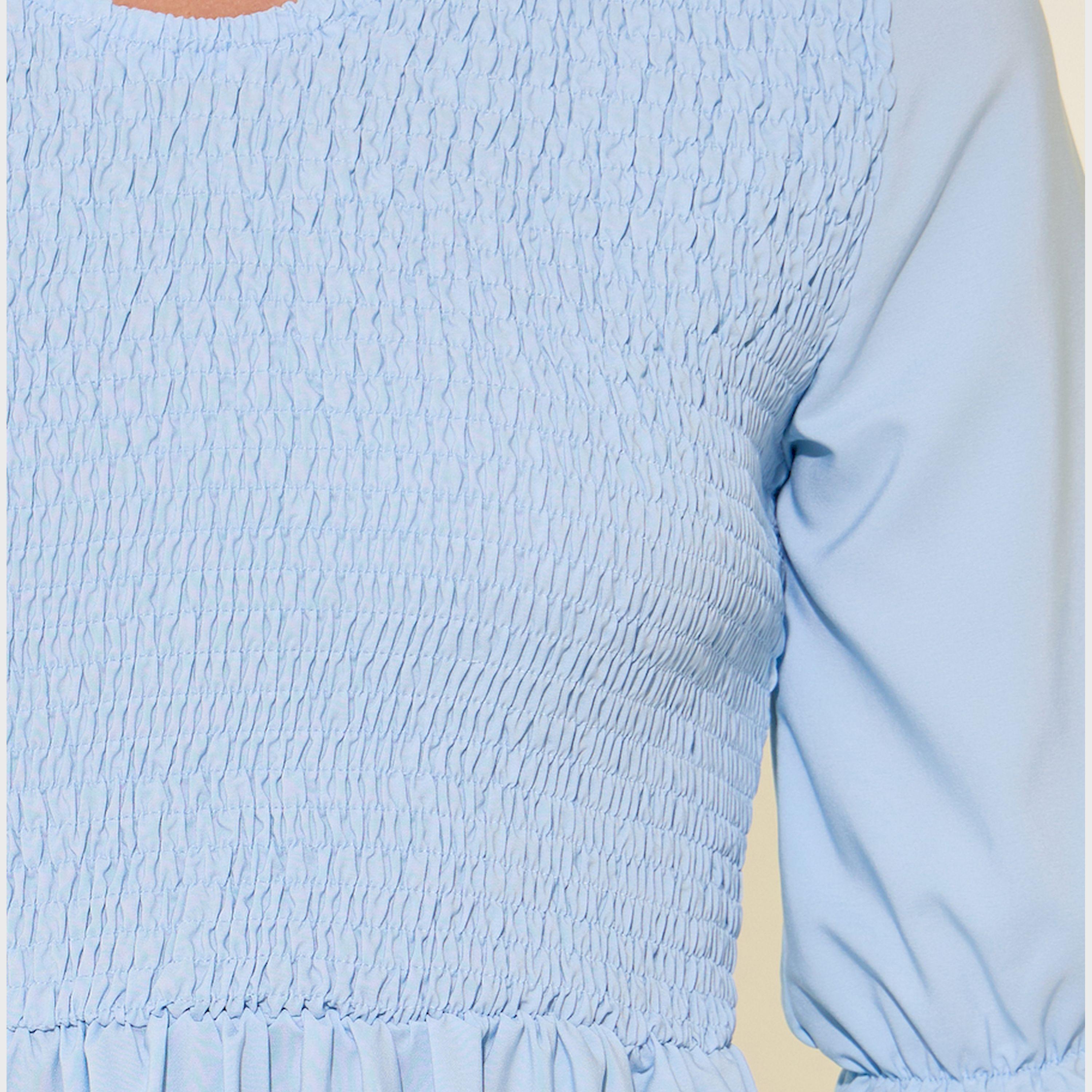 Take Two Smocking Detail Round Neck Midi Dress-women-clothing-dresses-image-4