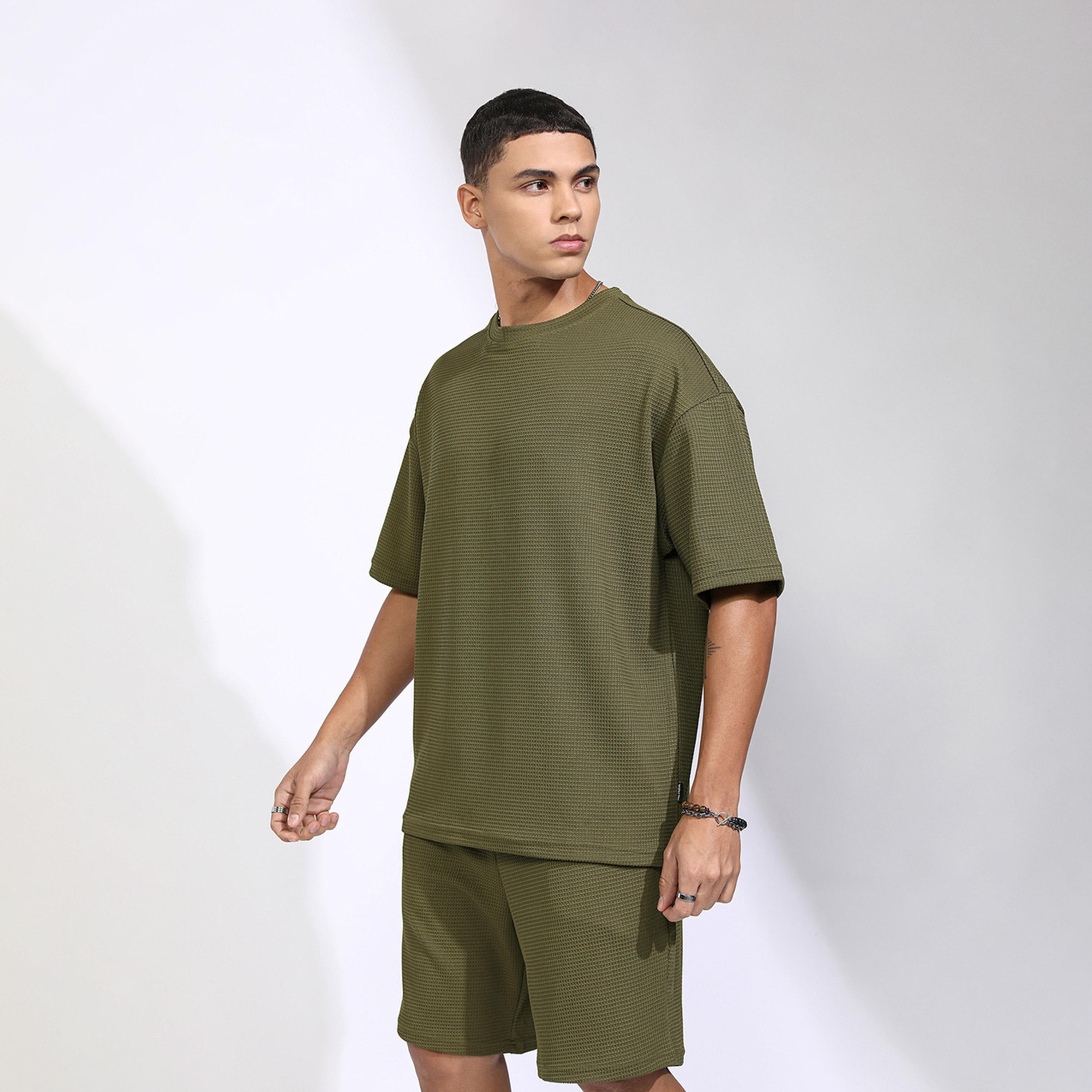 Highlander X Styli Highlander Round Neck Self Design T-Shirt With Shorts-men-clothing-coordsets-image-4