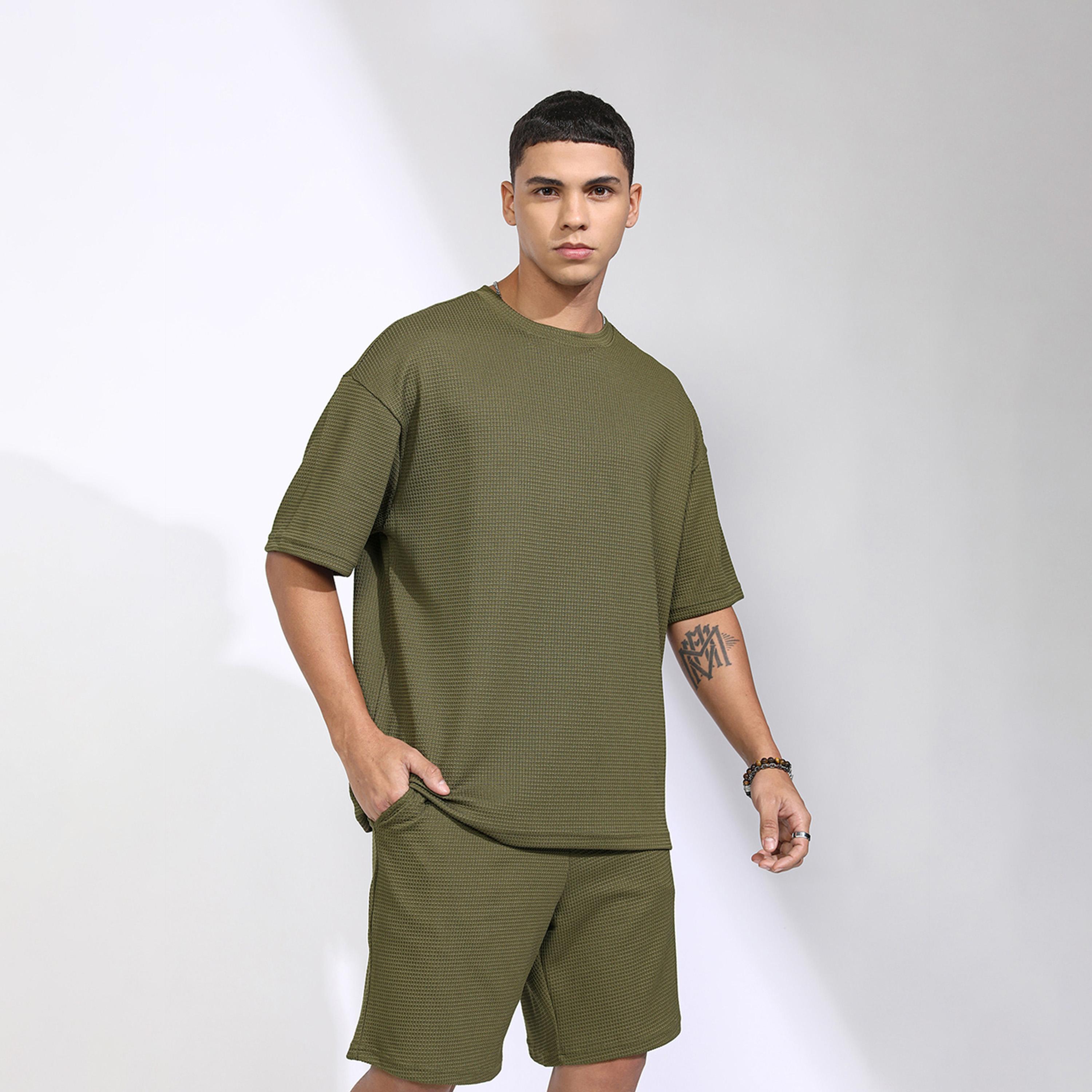 Highlander X Styli Highlander Round Neck Self Design T-Shirt With Shorts-men-clothing-coordsets-image-6