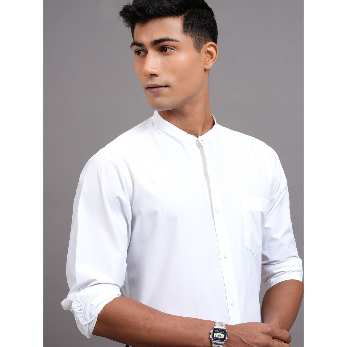 Highlander X Styli Slim Fit Mandarin Collar Shirt with Pocket-men-clothing-shirts-image-1