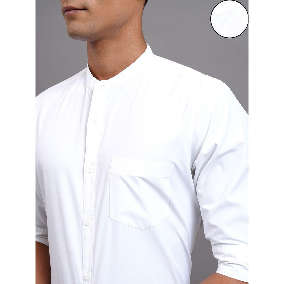 قميص بقصة سليم فيت وياقة ماندارين مع تفاصيل جيب هايلاندر × ستايلي-men-clothing-shirts-image-5