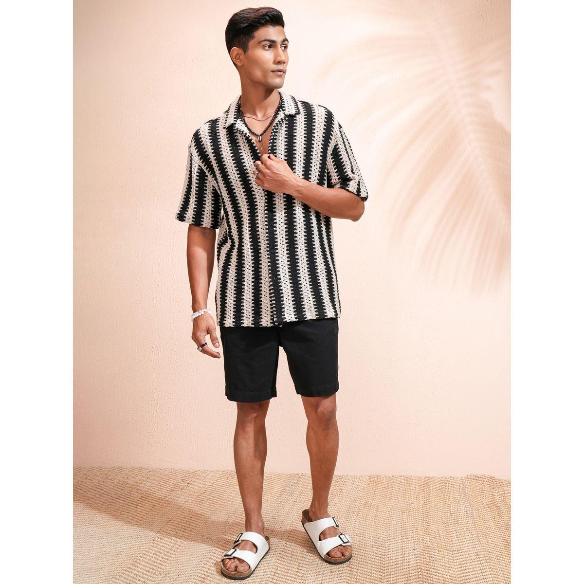 قميص بقصة مريحة وتفاصيل بارزة الملمس هايلاندر × ستايلي-men-clothing-shirts-image-2