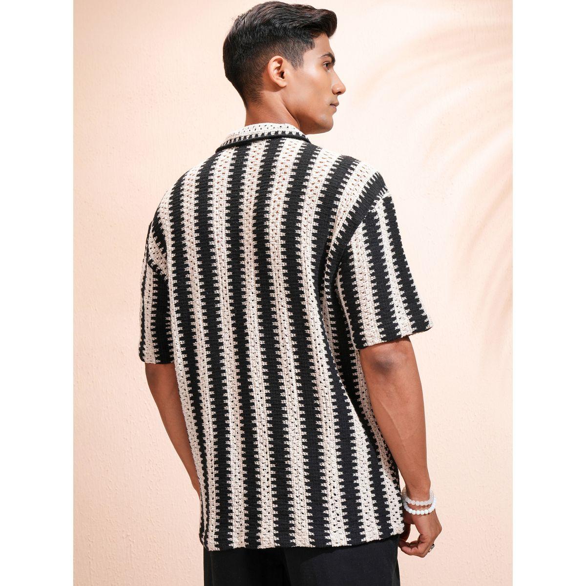 قميص بقصة مريحة وتفاصيل بارزة الملمس هايلاندر × ستايلي-men-clothing-shirts-image-3