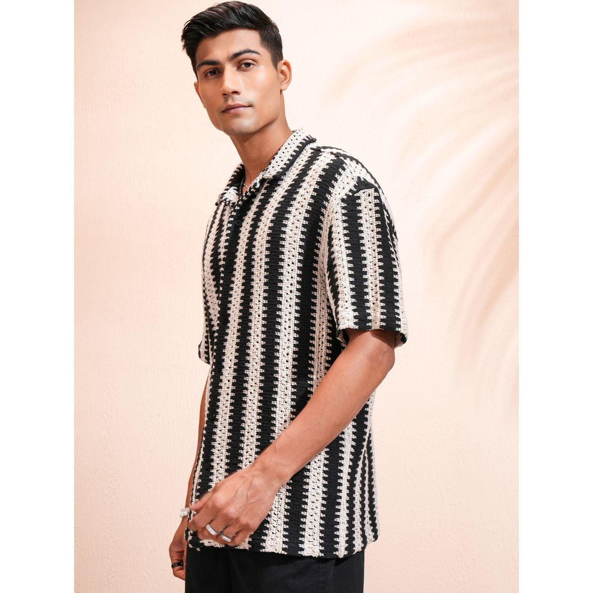 قميص بقصة مريحة وتفاصيل بارزة الملمس هايلاندر × ستايلي-men-clothing-shirts-image-4
