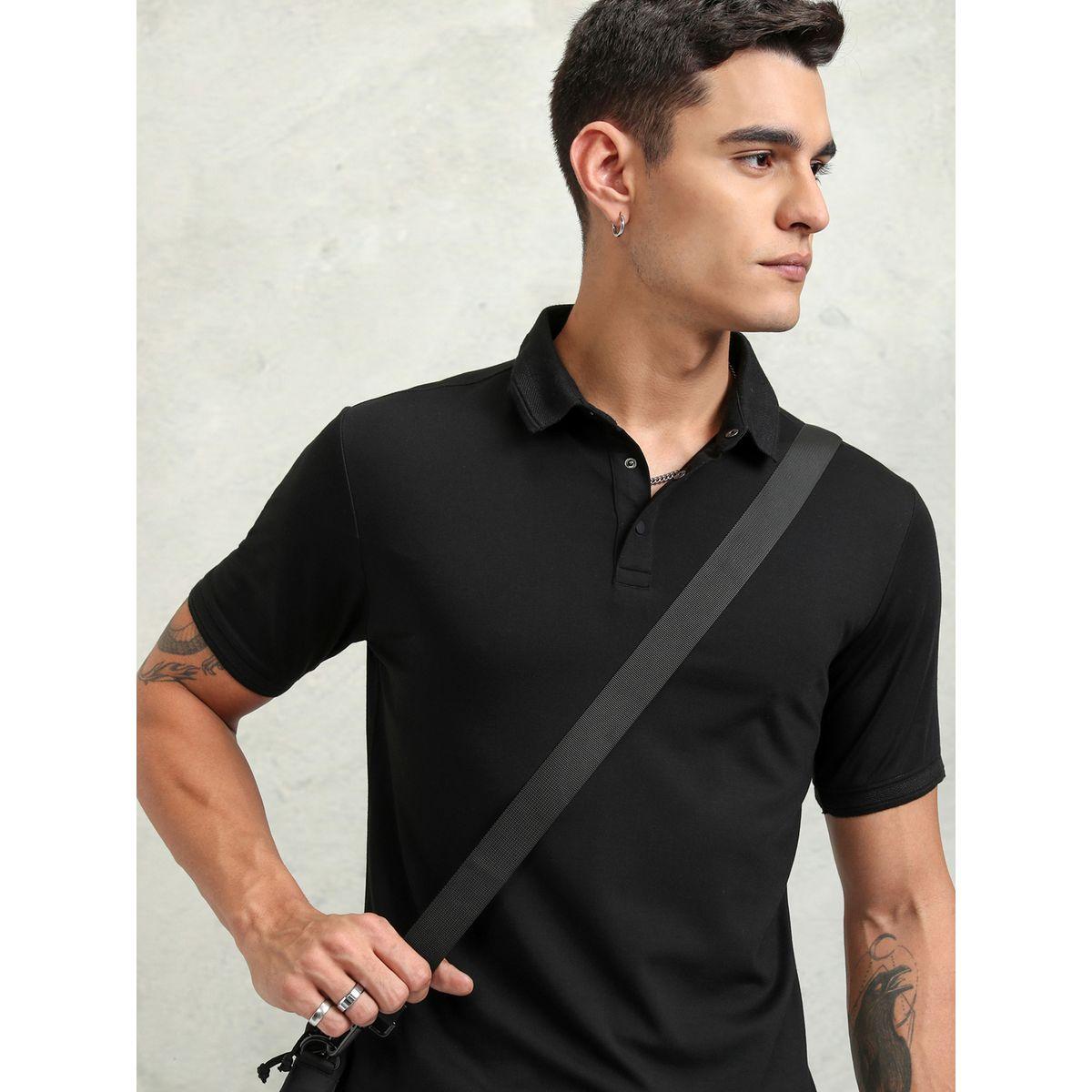 تيشيرت سادة بياقة بولو وقصة عادية هايلاندر × ستايلي-men-clothing-tshirtsandpolos-tshirts-image-1