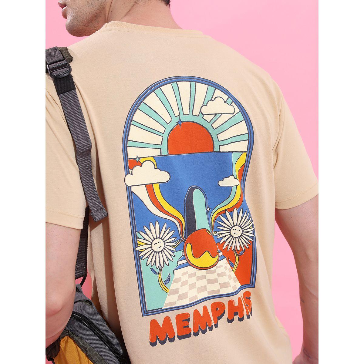 تيشيرت بقصة مريحة وياقة دائرية مع طبعة جرافيك كيتش × ستايلي-men-clothing-tshirtsandpolos-tshirts-image-5