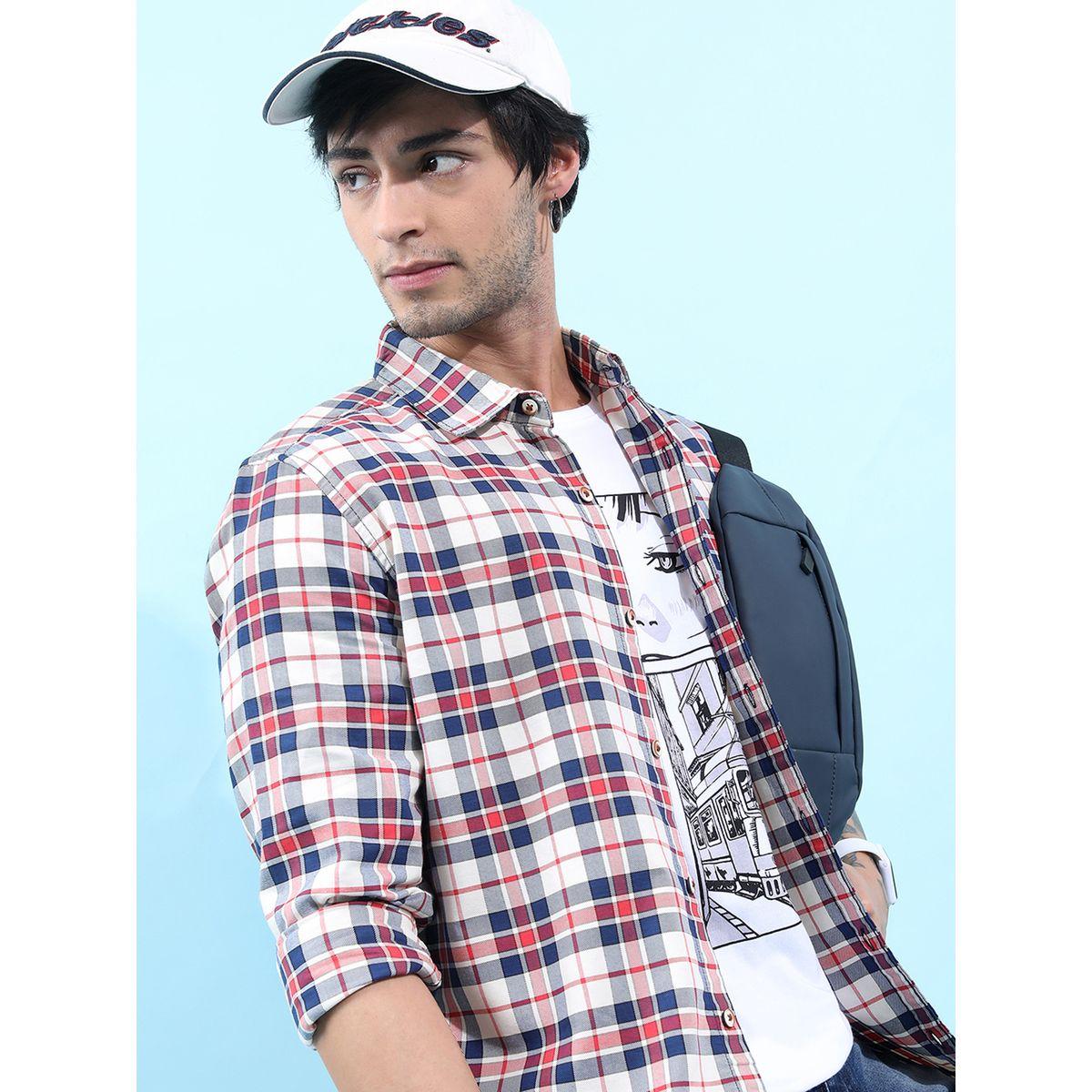 Highlander X Styli Checked Cotton Slim Fit Shirt with Pocket-men-clothing-shirts-image-1