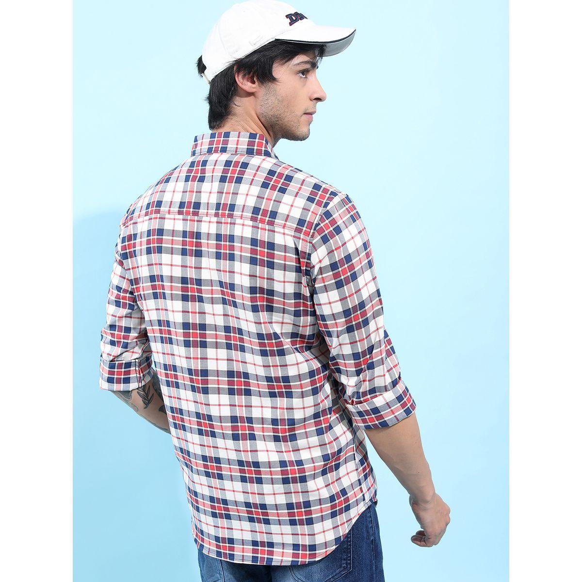 قميص بطبعة مربعات وقصة سليم فيت مع تفاصيل جيب هايلاندر × ستايلي-men-clothing-shirts-image-3