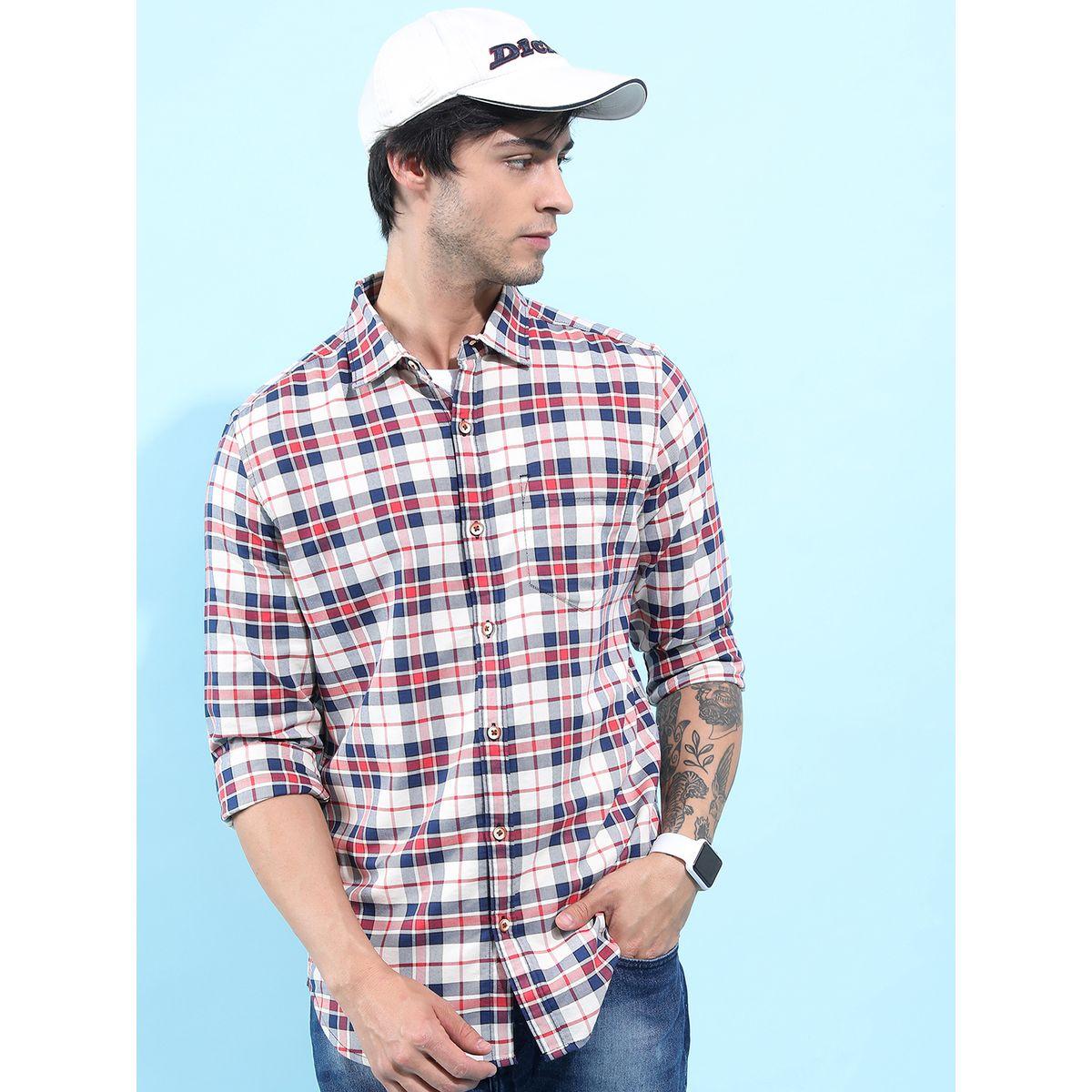 Highlander X Styli Checked Cotton Slim Fit Shirt with Pocket-men-clothing-shirts-image-4