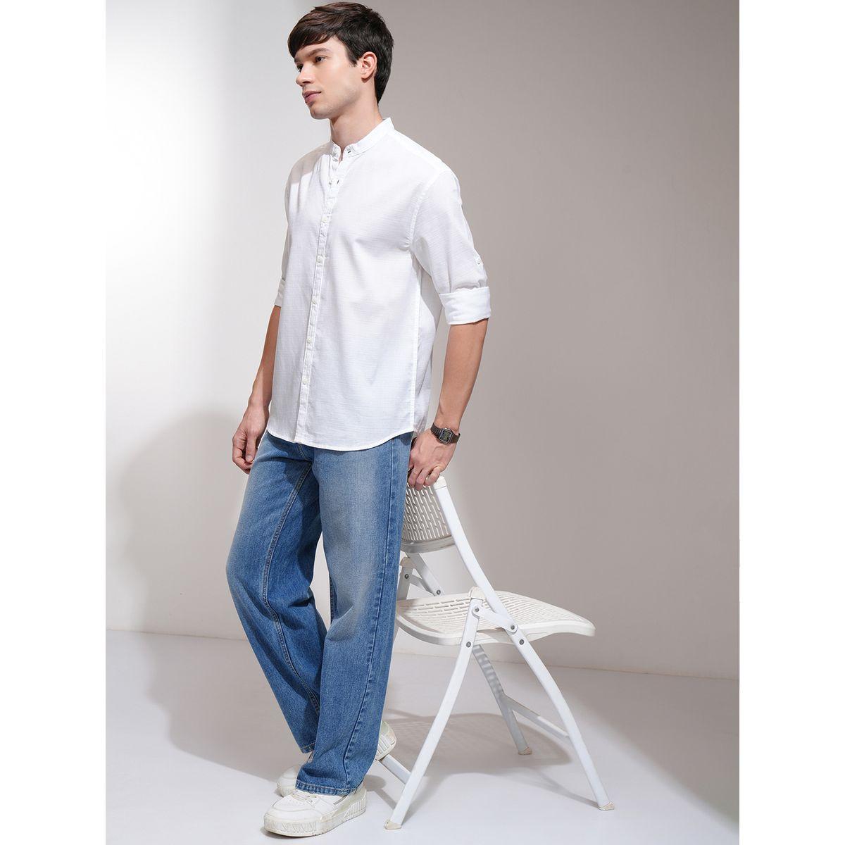 قميص بقصة مريحة مع ياقة ماندارين هايلاندر × ستايلي-men-clothing-shirts-image-2