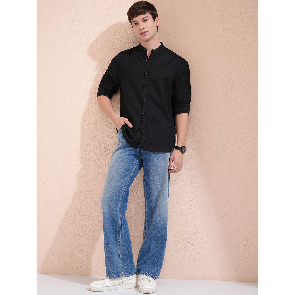 قميص بقصة مريحة مع ياقة ماندارين هايلاندر × ستايلي-men-clothing-shirts-image-2