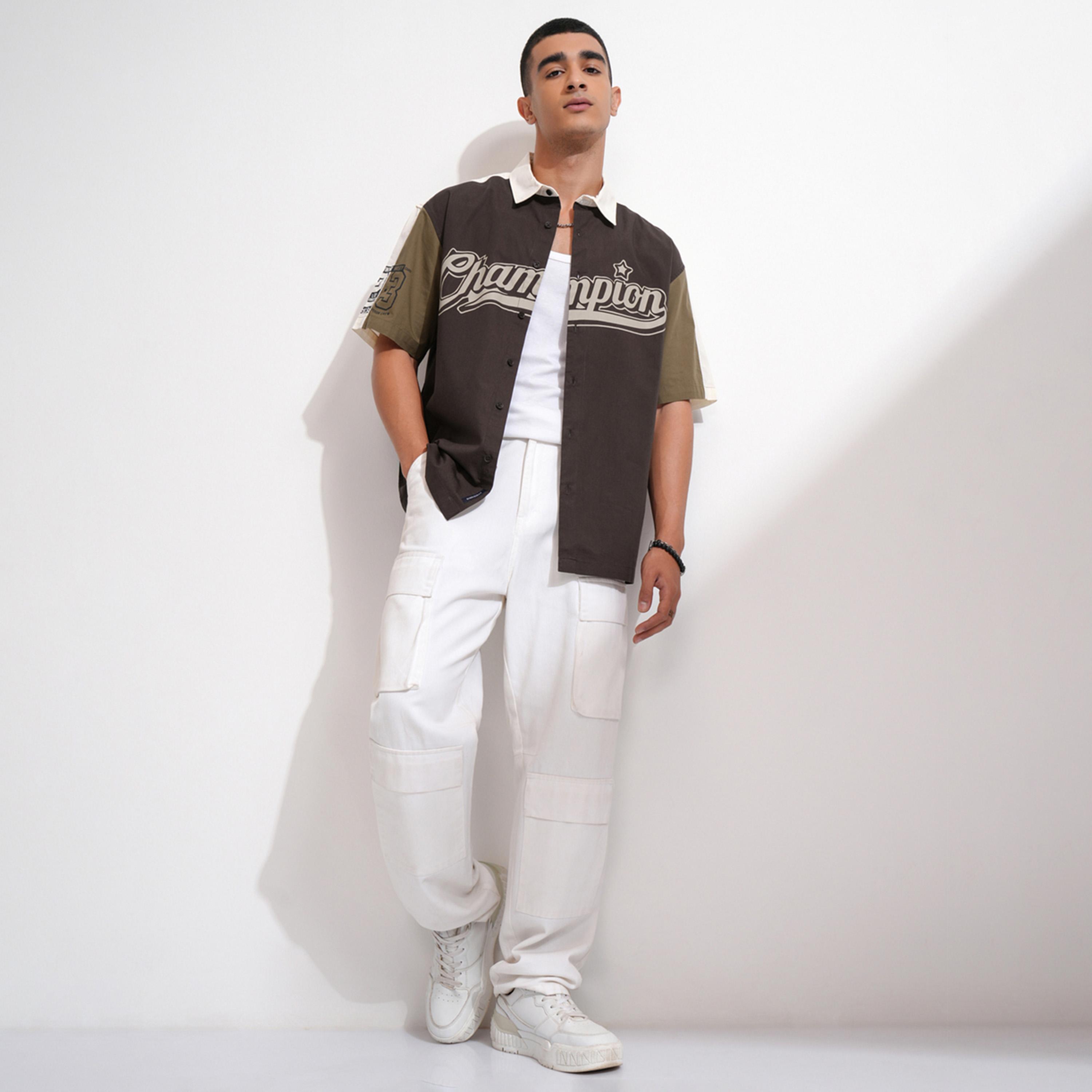 Highlander X Styli Color Block Slogan Print Oversized Shirt-men-clothing-shirts-image-2