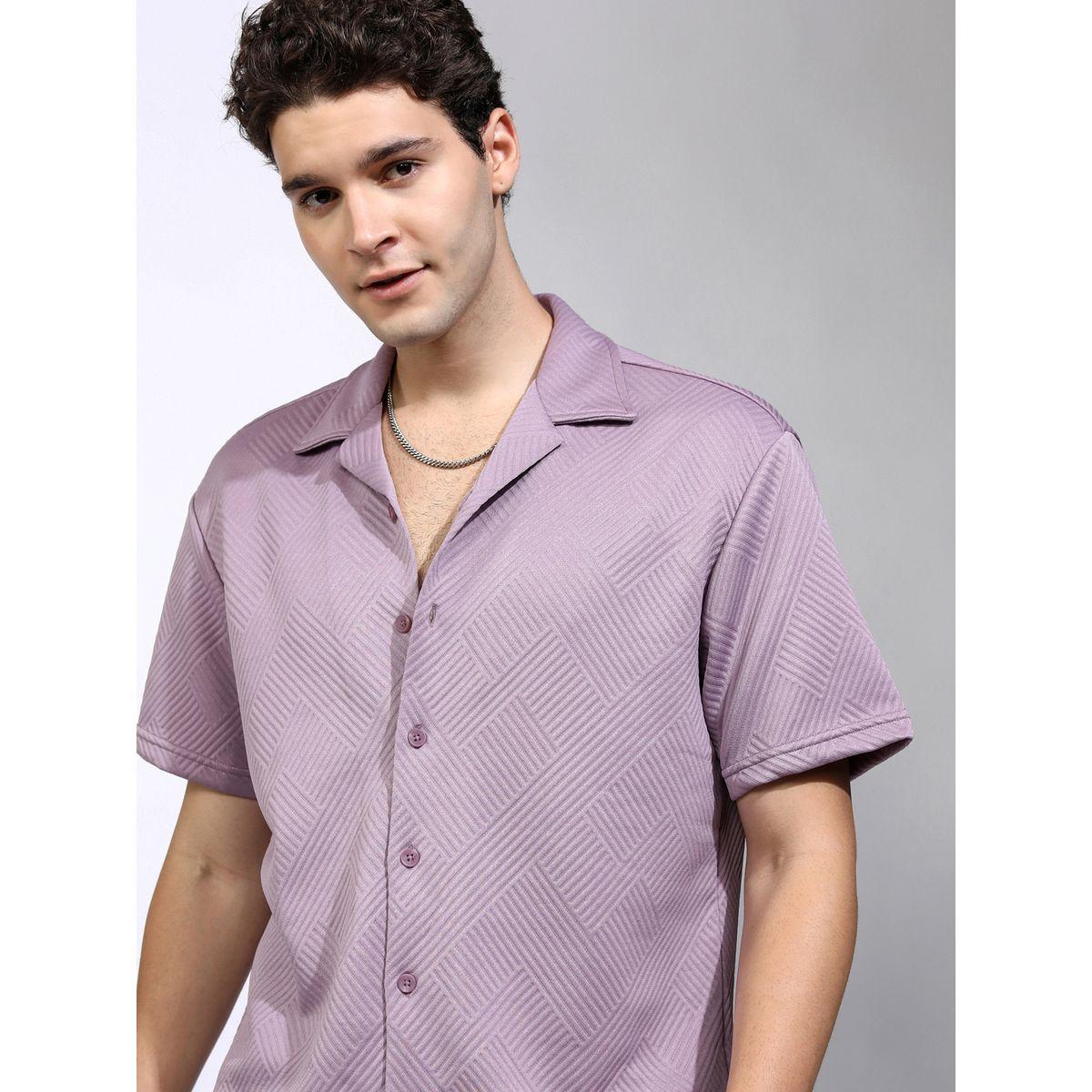قميص بقصة مريحة وتفاصيل بارزة الملمس هايلاندر × ستايلي-men-clothing-shirts-image-1