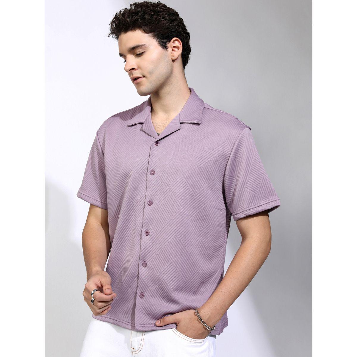 قميص بقصة مريحة وتفاصيل بارزة الملمس هايلاندر × ستايلي-men-clothing-shirts-image-4