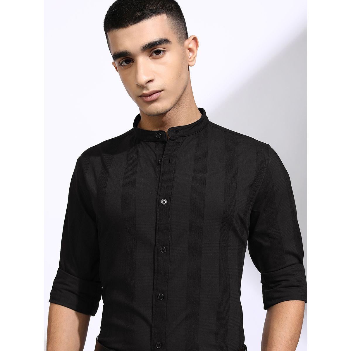 Highlander X Styli Striped Regular Fit Mandarin Collar Shirt-men-clothing-shirts-image-1