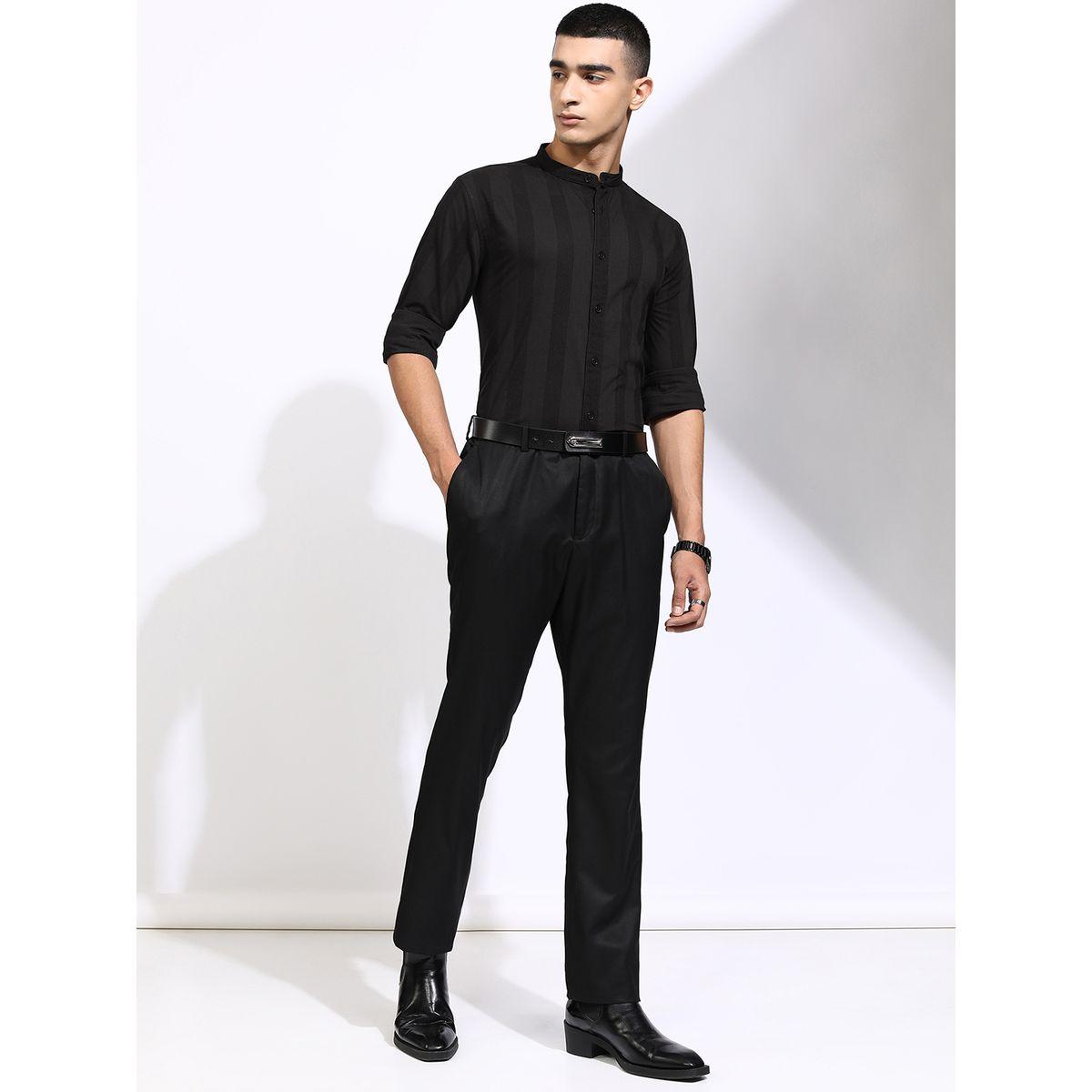 قميص مخطط بقصة عادية وياقة ماندارين هايلاندر × ستايلي-men-clothing-shirts-image-2