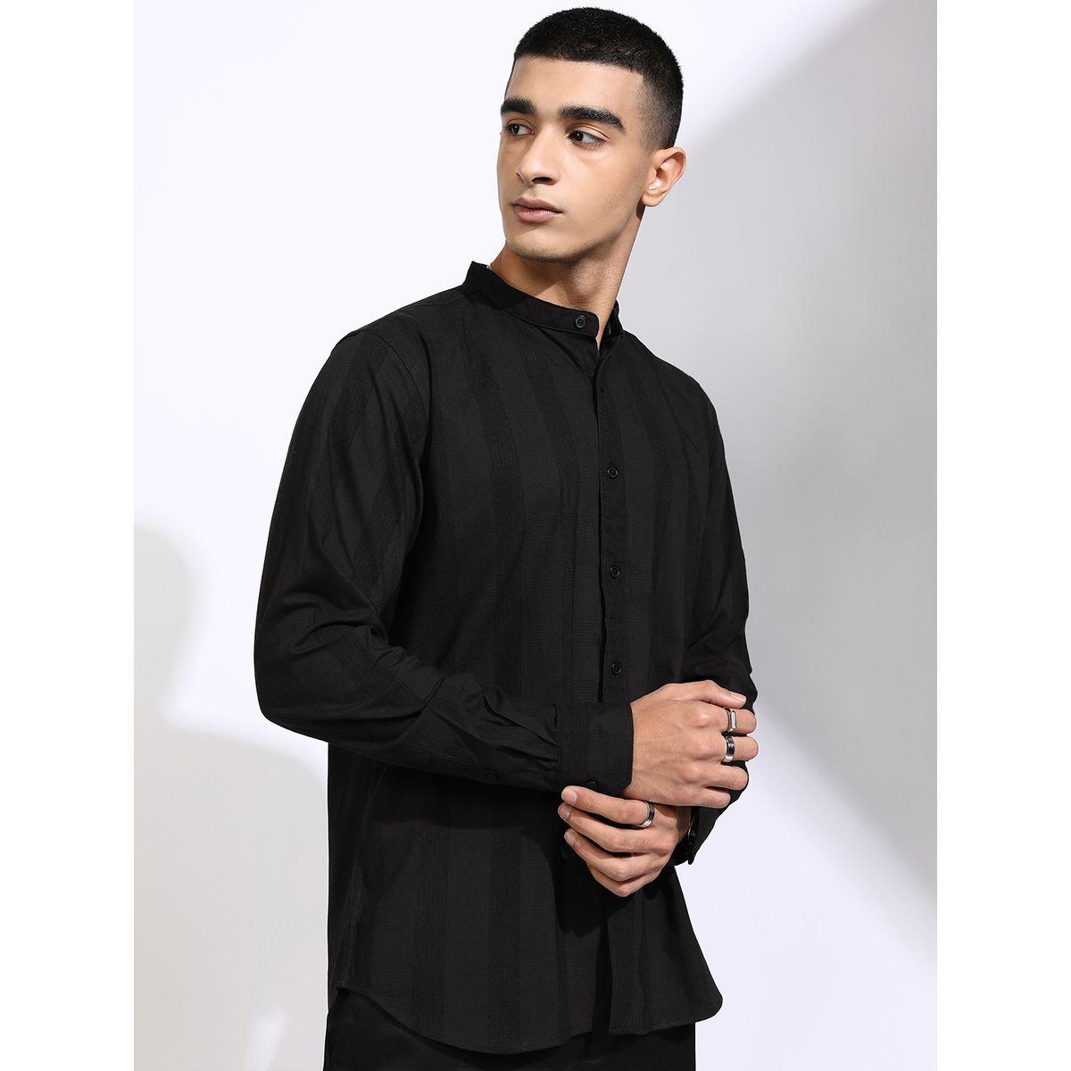 Highlander X Styli Striped Regular Fit Mandarin Collar Shirt-men-clothing-shirts-image-6