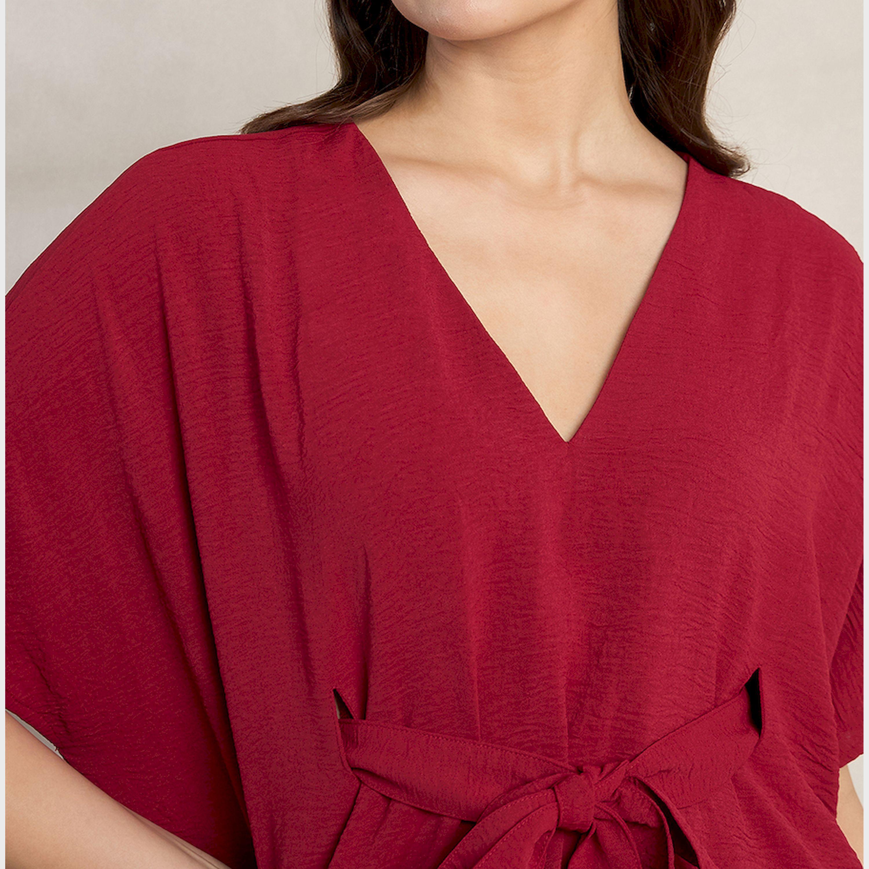 بلوزة كيمونو سادة بتفاصيل ربطة خصر-women-clothing-shirtsandblouses-blouses-image-3