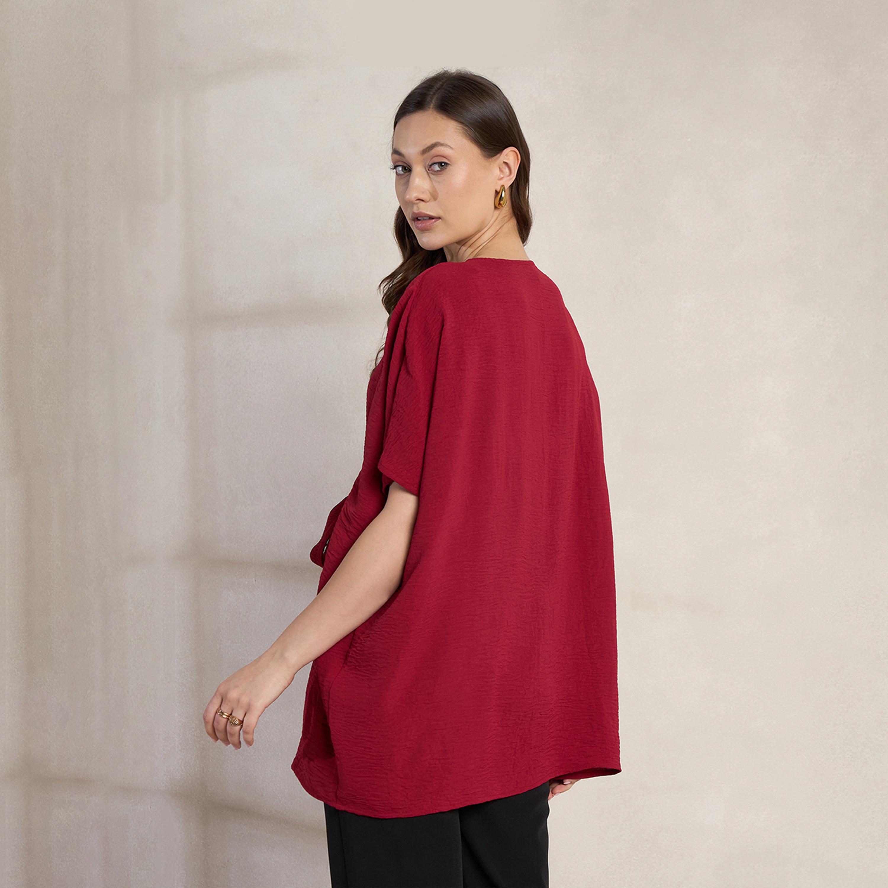 بلوزة كيمونو سادة بتفاصيل ربطة خصر-women-clothing-shirtsandblouses-blouses-image-4