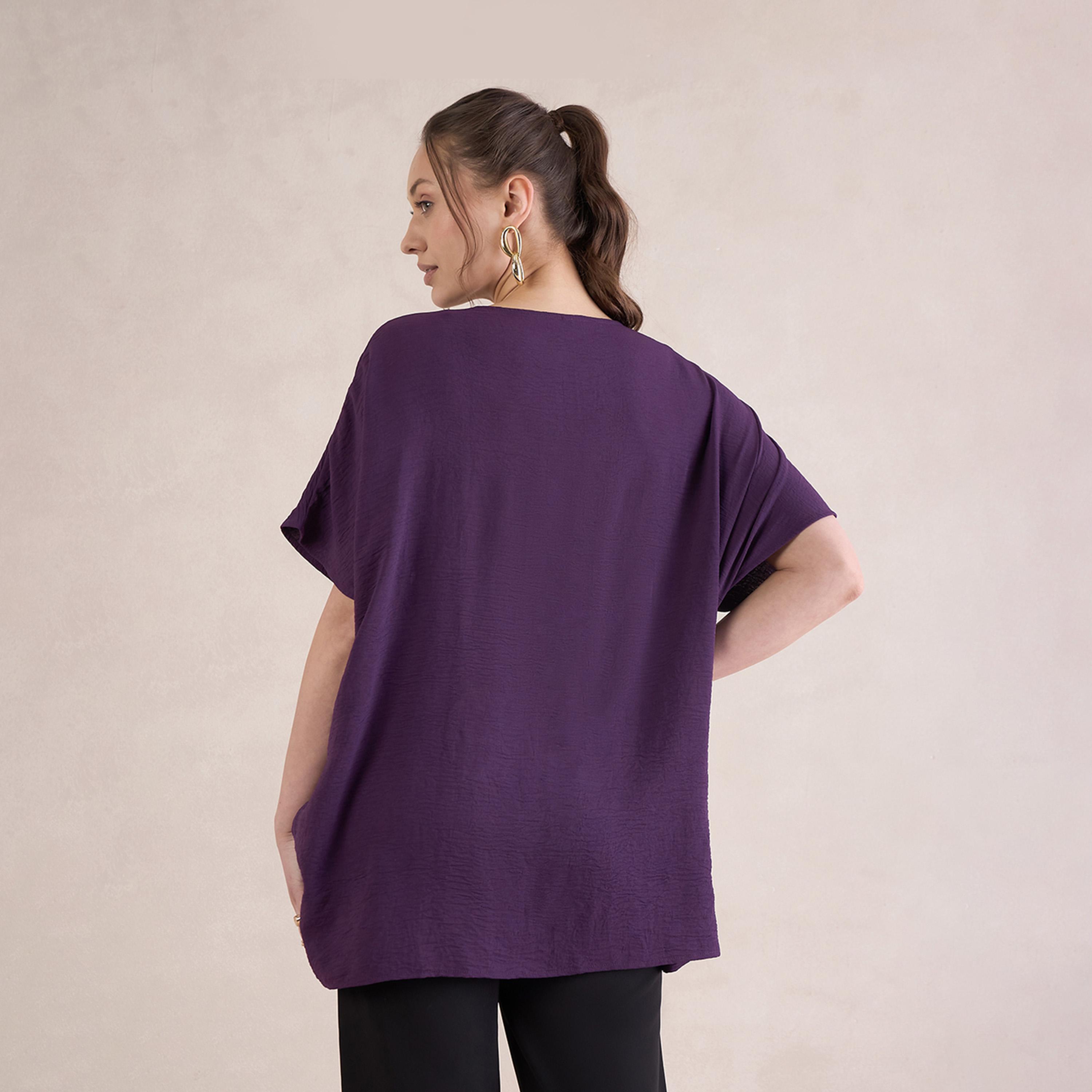 Femmella X Styli Solid V-Neck Tie Up Abaya Top-women-clothing-shirtsandblouses-blouses-image-3