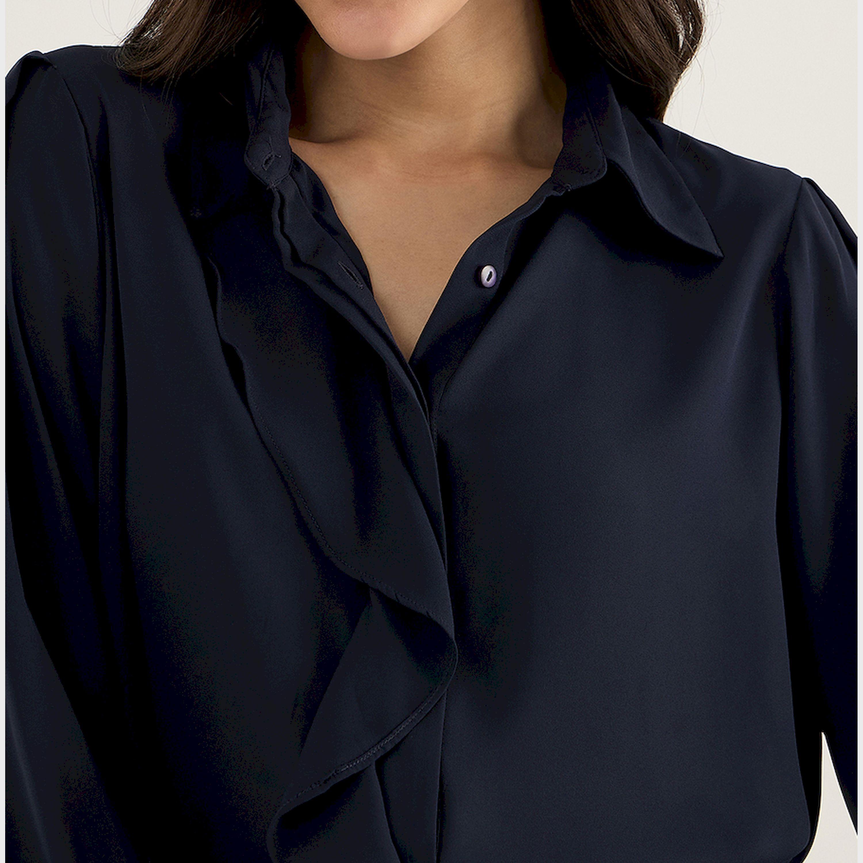 Femmella X Styli Solid Collared Regular Fit Top With Ruffle Detail-women-clothing-shirtsandblouses-blouses-image-5