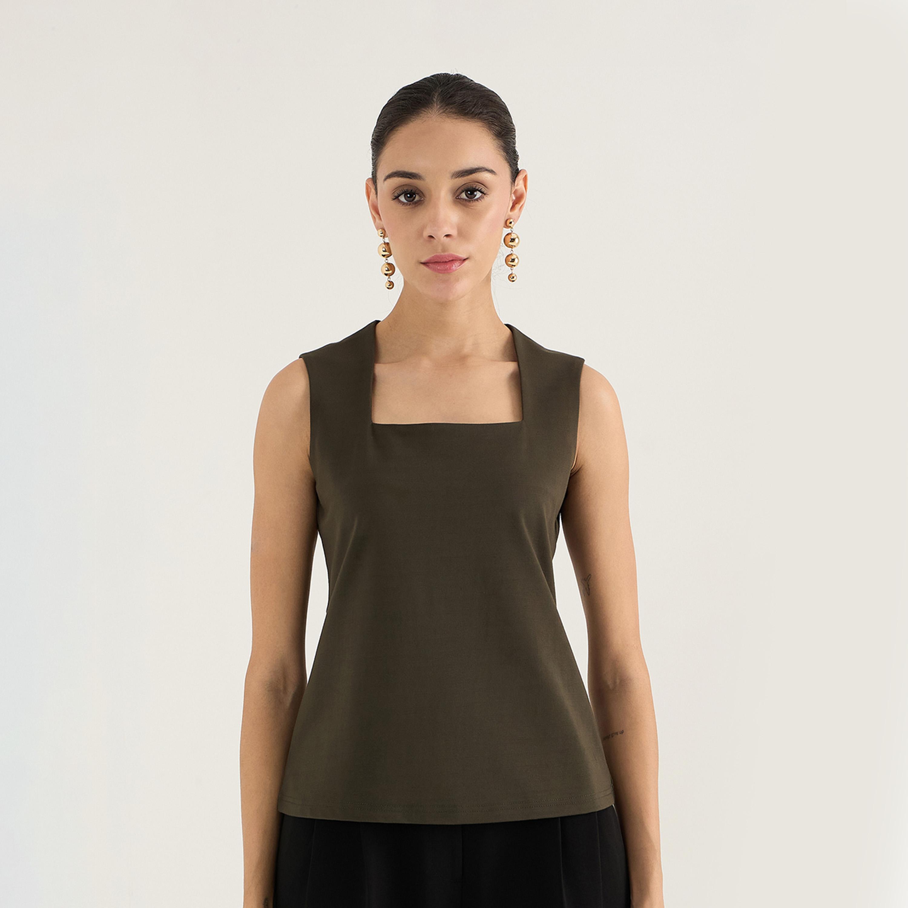 Femmella X Styli Solid Square Neck Sleeveless Top-women-clothing-shirtsandblouses-blouses-image-3