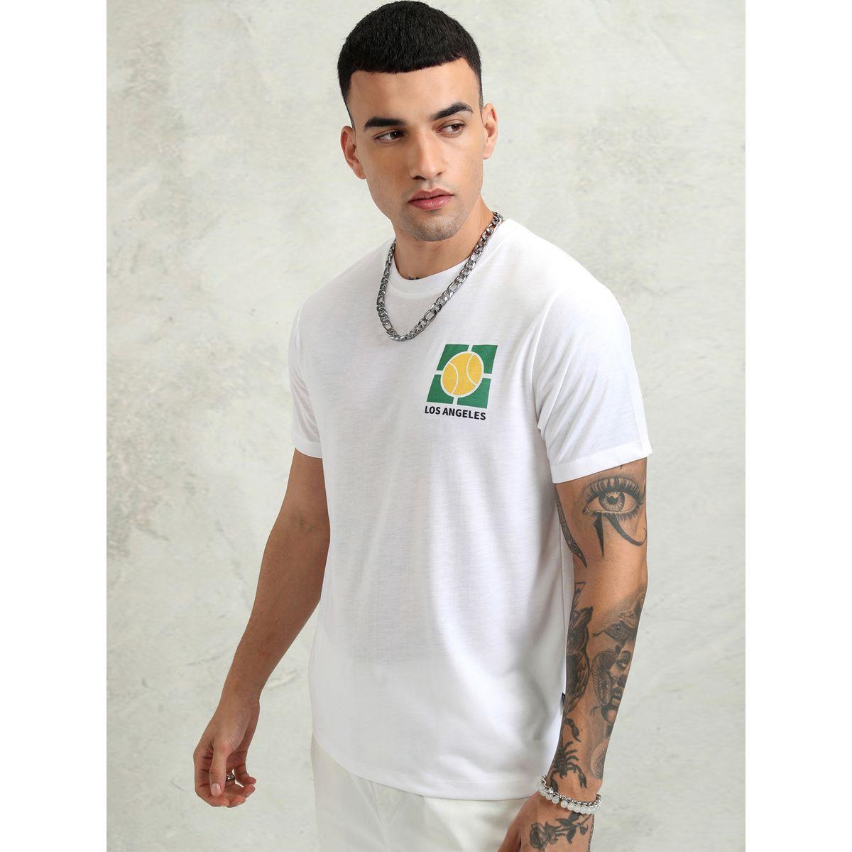 تيشيرت بقصة مريحة وياقة دائرية مع طبعة جرافيك هايلاندر × ستايلي-men-clothing-tshirtsandpolos-tshirts-image-4