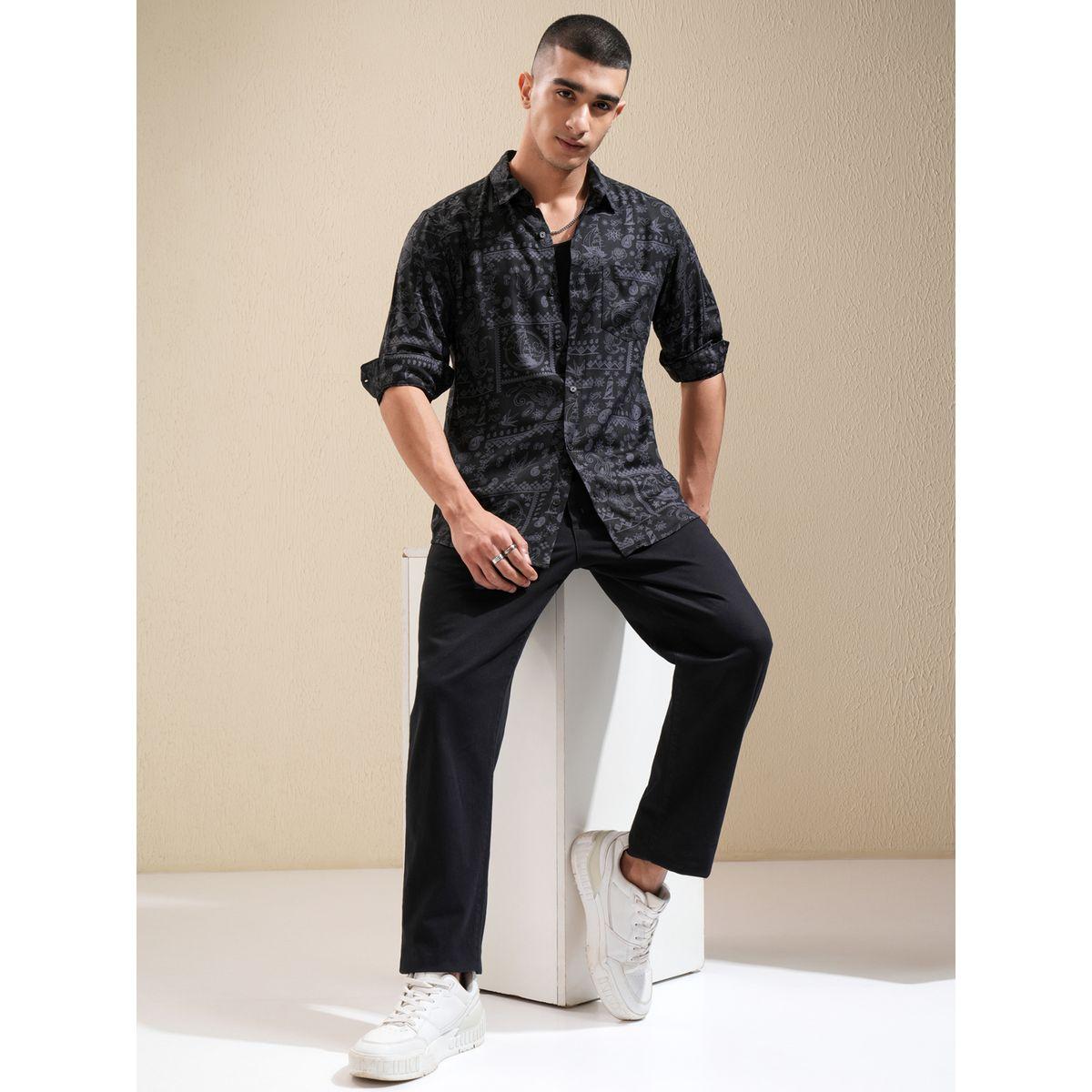 قميص مطبع بقصة عادية مع ياقة هايلاندر × ستايلي-men-clothing-shirts-image-2