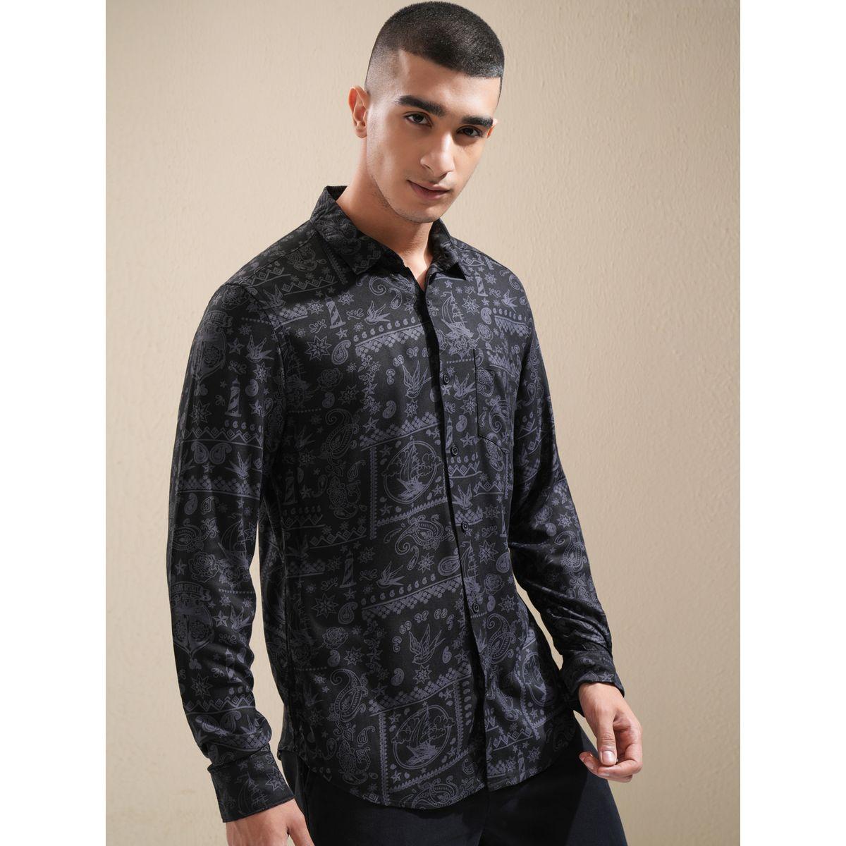 قميص مطبع بقصة عادية مع ياقة هايلاندر × ستايلي-men-clothing-shirts-image-6