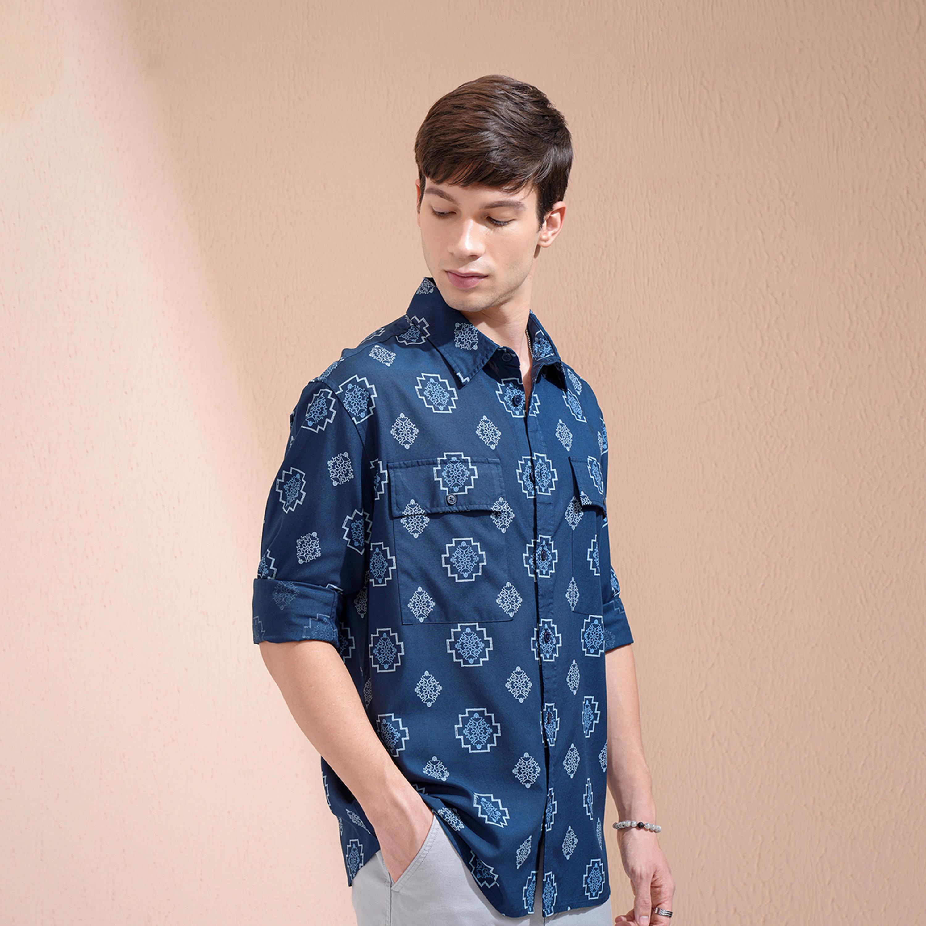 هايلاندر × ستايلي - قميص مطبوع كبير الحجم مع جيوب-men-clothing-shirts-image-6