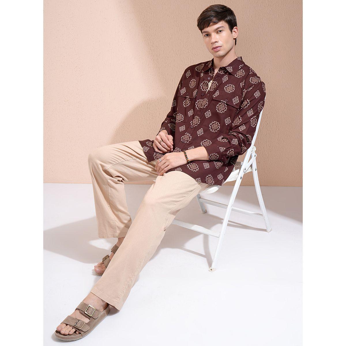 قميص مطبع بقصة عادية مع تفاصيل جيوب هايلاندر × ستايلي-men-clothing-shirts-image-2