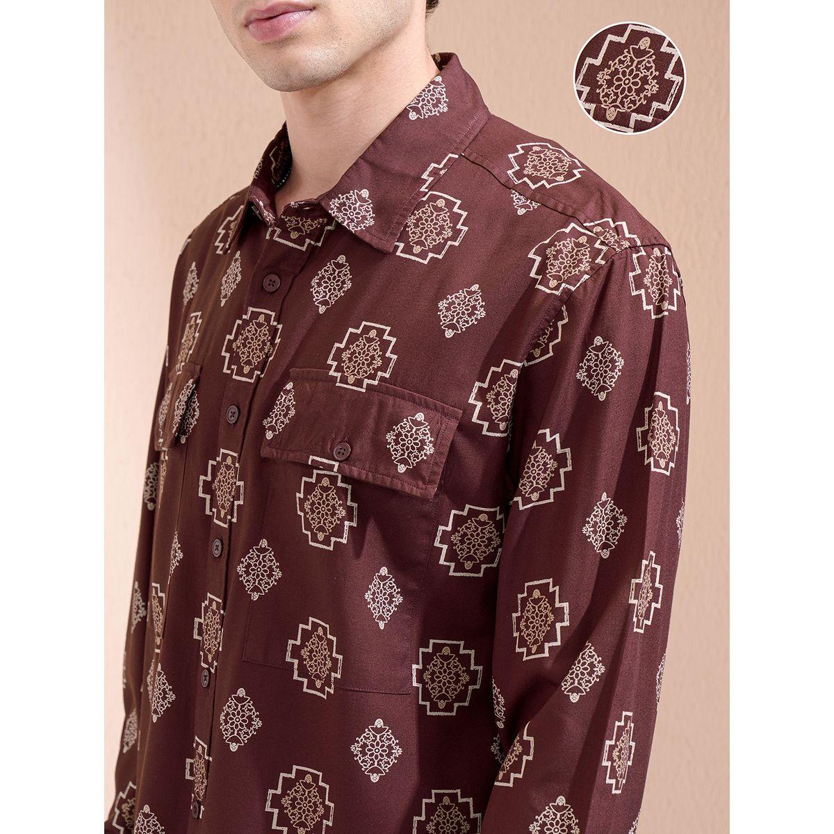 قميص مطبع بقصة عادية مع تفاصيل جيوب هايلاندر × ستايلي-men-clothing-shirts-image-5