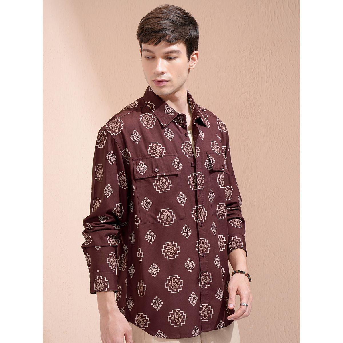 قميص مطبع بقصة عادية مع تفاصيل جيوب هايلاندر × ستايلي-men-clothing-shirts-image-6