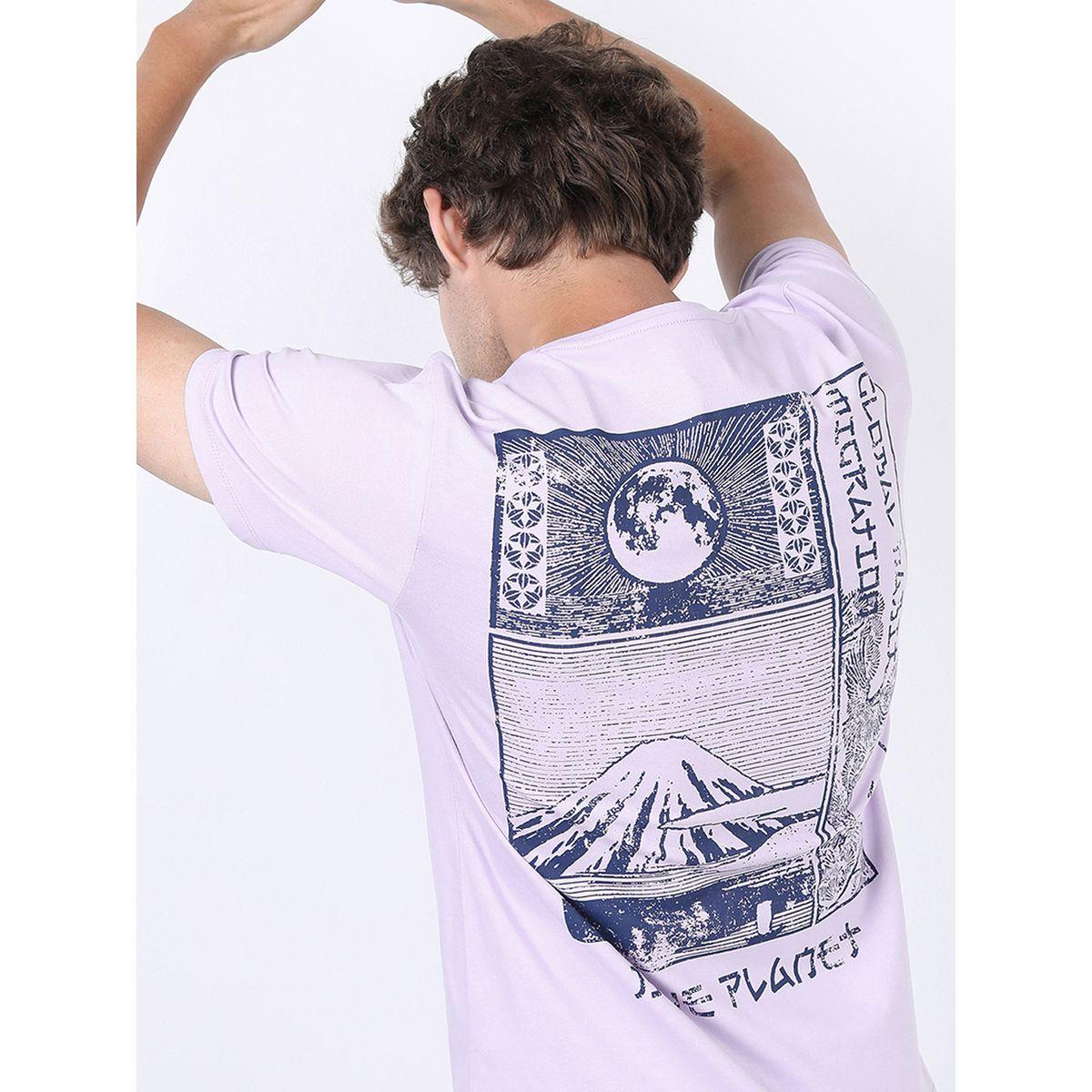 تيشيرت بقصة سليم فيت وياقة دائرية مع طبعة جرافيك هايلاندر × ستايلي-men-clothing-tshirtsandpolos-tshirts-image-1