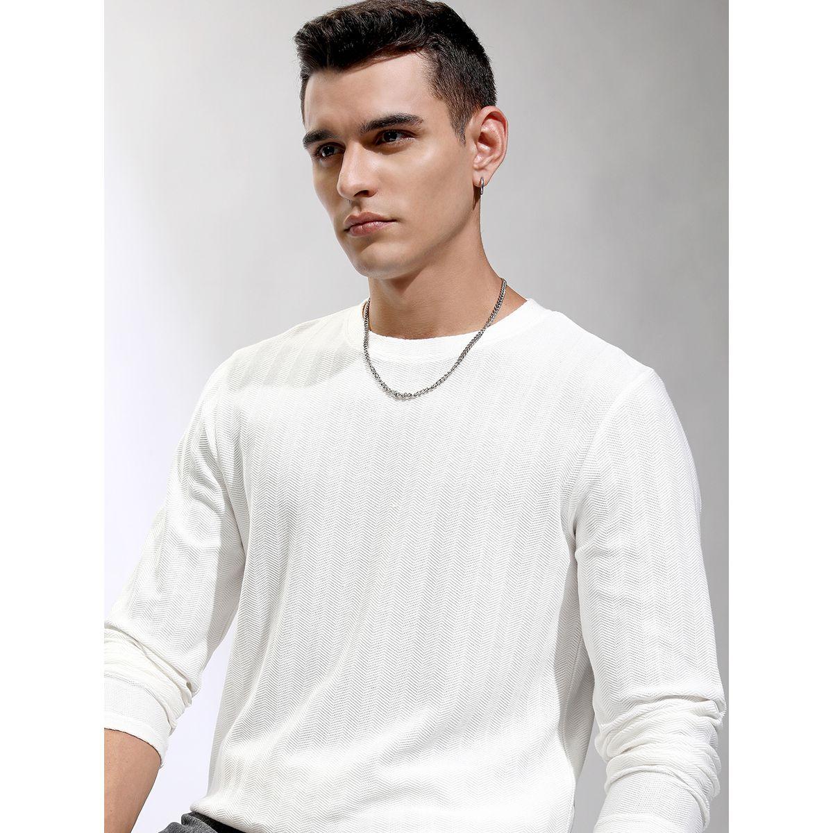 تيشيرت مخطط بقصة مريحة وتفاصيل بارزة الملمس هايلاندر × ستايلي-men-clothing-tshirtsandpolos-tshirts-image-1