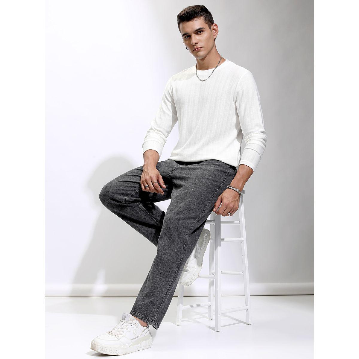 تيشيرت مخطط بقصة مريحة وتفاصيل بارزة الملمس هايلاندر × ستايلي-men-clothing-tshirtsandpolos-tshirts-image-2