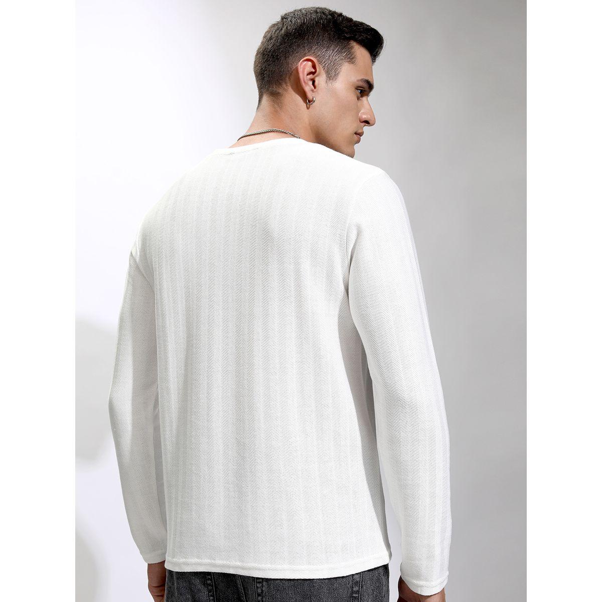 تيشيرت مخطط بقصة مريحة وتفاصيل بارزة الملمس هايلاندر × ستايلي-men-clothing-tshirtsandpolos-tshirts-image-3