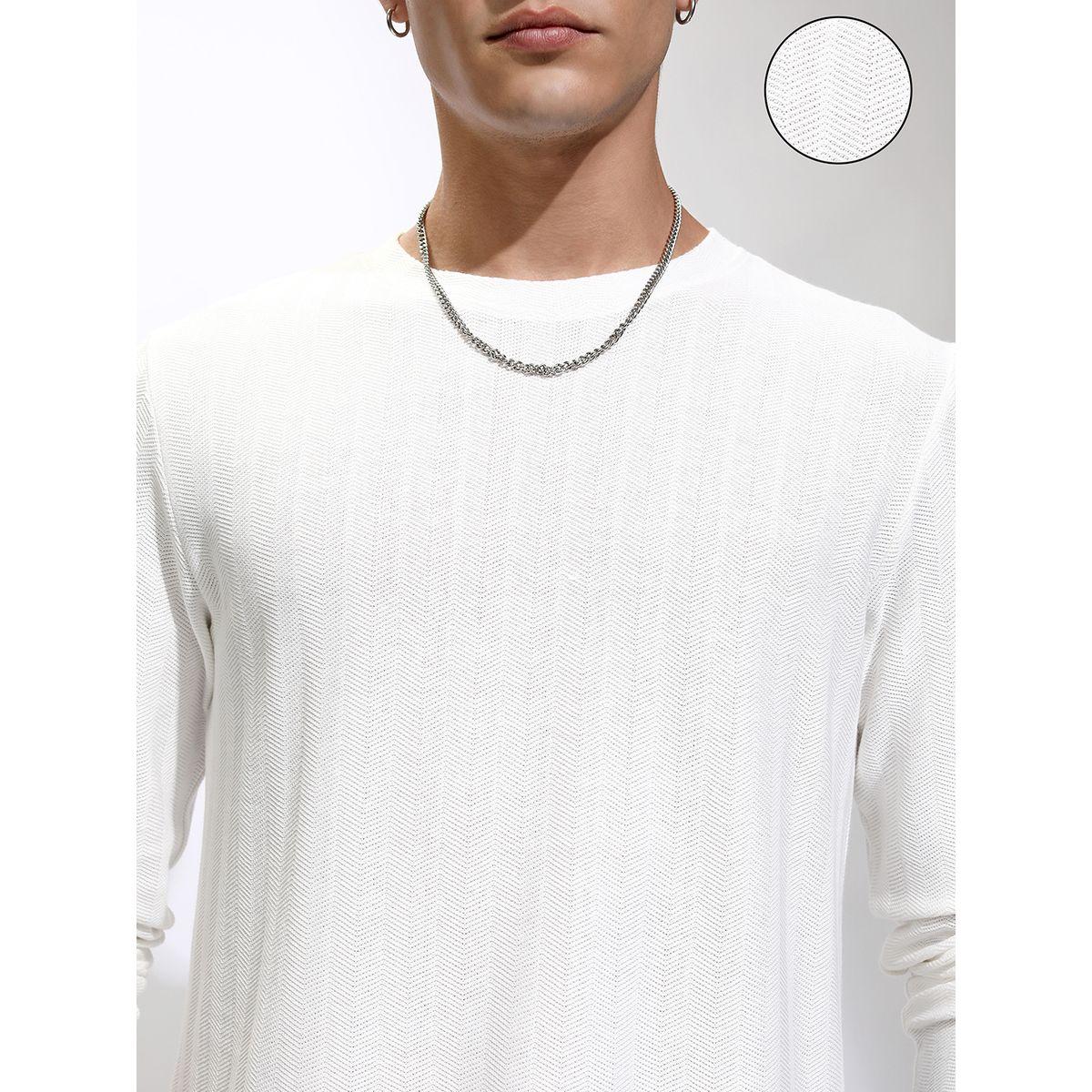 تيشيرت مخطط بقصة مريحة وتفاصيل بارزة الملمس هايلاندر × ستايلي-men-clothing-tshirtsandpolos-tshirts-image-5
