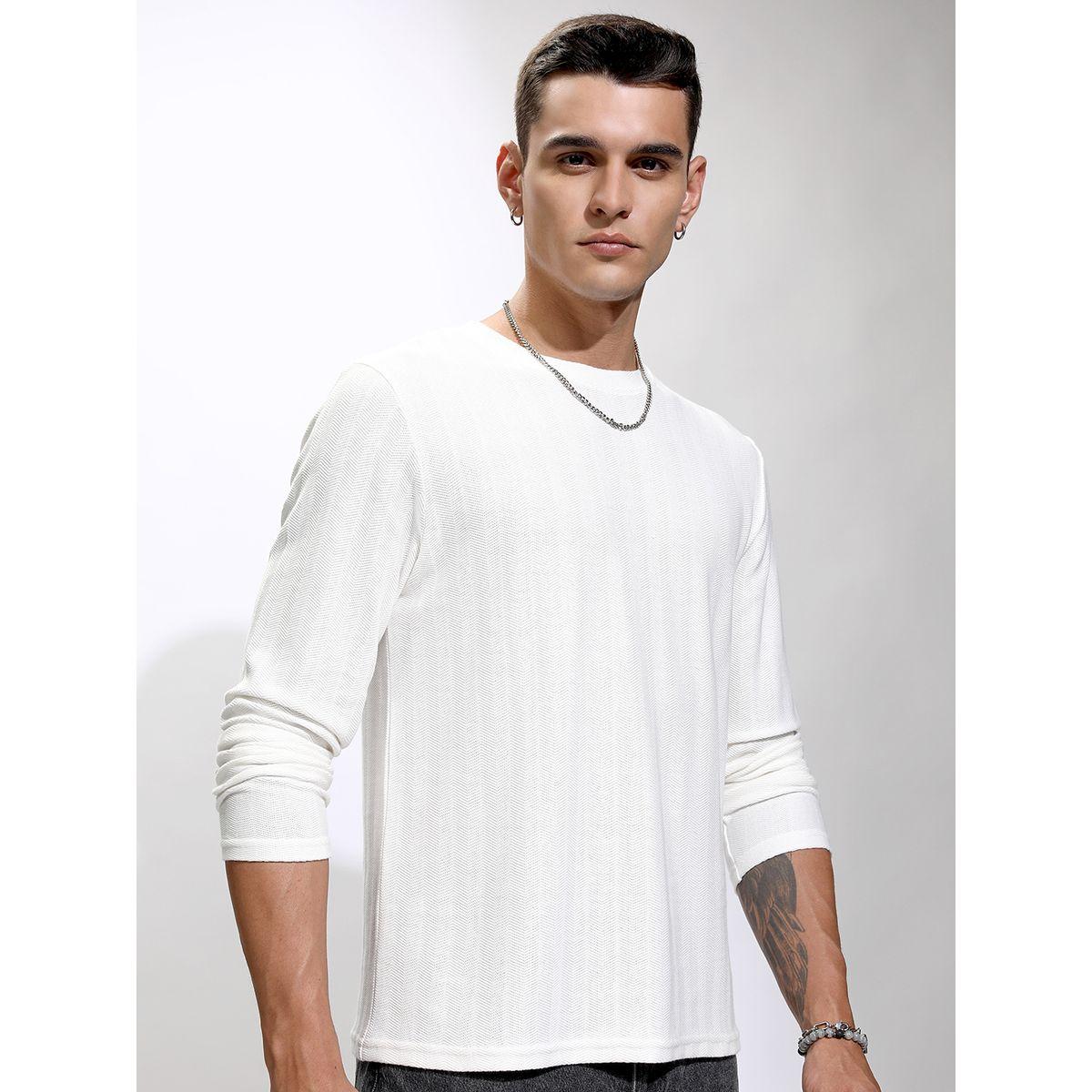 تيشيرت مخطط بقصة مريحة وتفاصيل بارزة الملمس هايلاندر × ستايلي-men-clothing-tshirtsandpolos-tshirts-image-6