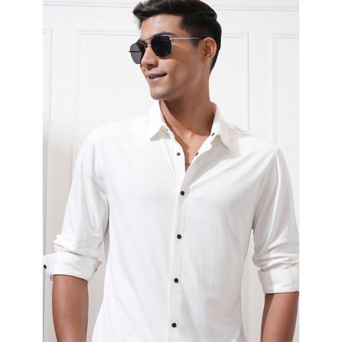 قميص سادة بقصة سليم فيت هايلاندر × ستايلي-men-clothing-shirts-image-1