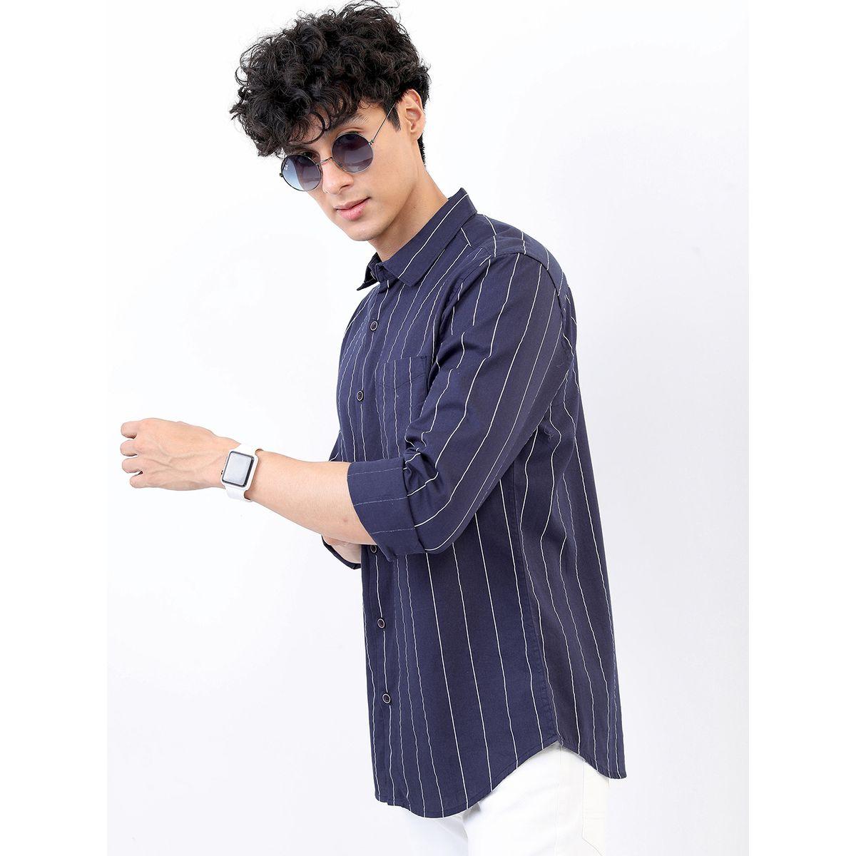 Highlander X Styli Striped Cotton Slim Fit Shirt with Pocket-men-clothing-shirts-image-4