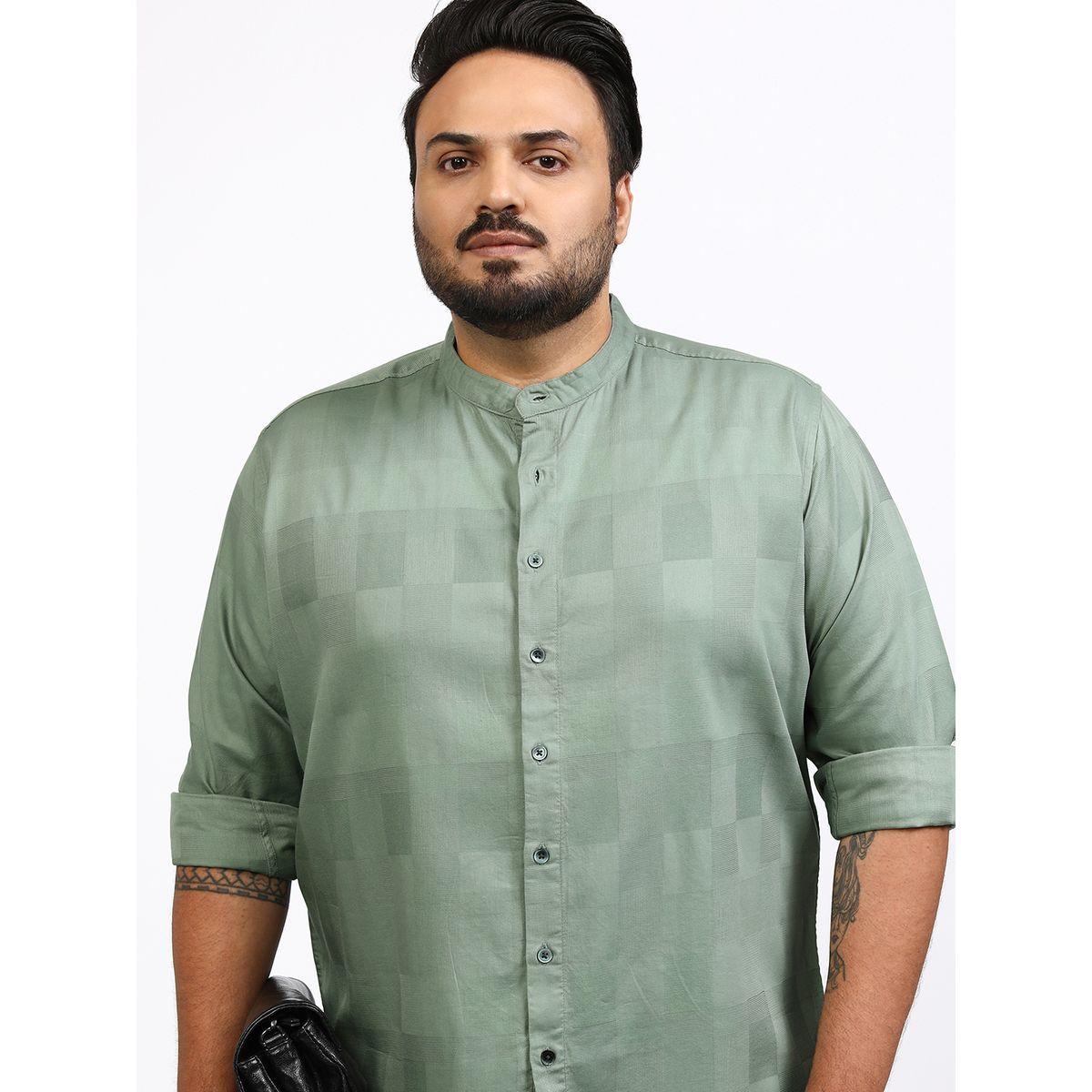 Highlander X Styli Plus Size Checked Mandarin Collar Shirt-men-clothing-shirts-image-1