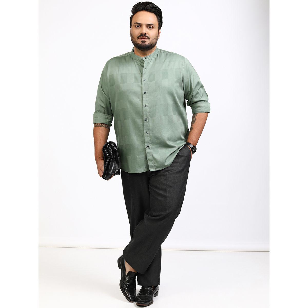 Highlander X Styli Plus Size Checked Mandarin Collar Shirt-men-clothing-shirts-image-2