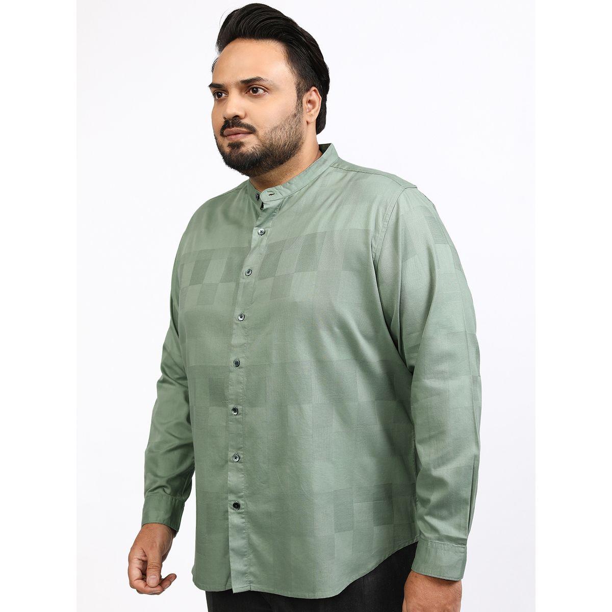 Highlander X Styli Plus Size Checked Mandarin Collar Shirt-men-clothing-shirts-image-4