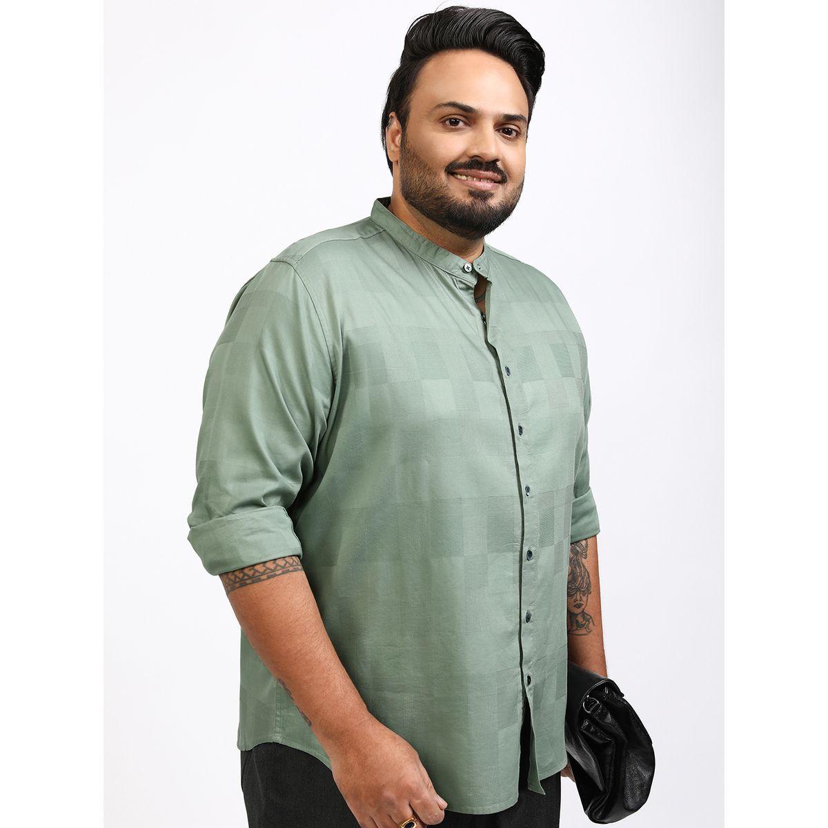 Highlander X Styli Plus Size Checked Mandarin Collar Shirt-men-clothing-shirts-image-6