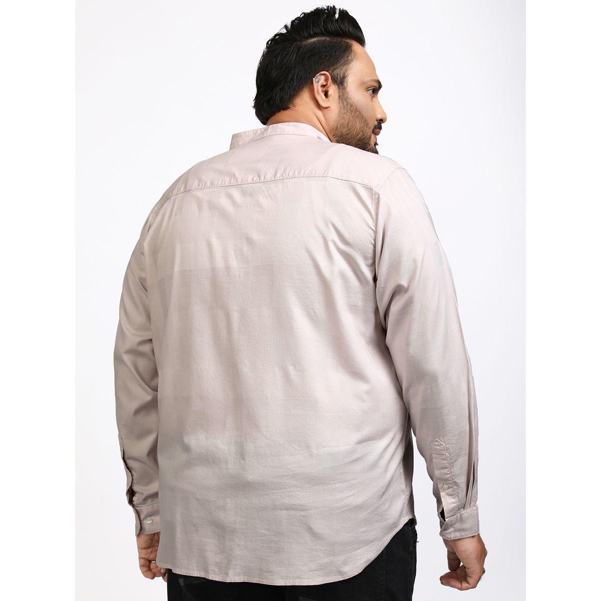 قميص بمقاس كبير بياقة ماندارين هايلاندر × ستايلي-men-clothing-shirts-image-3