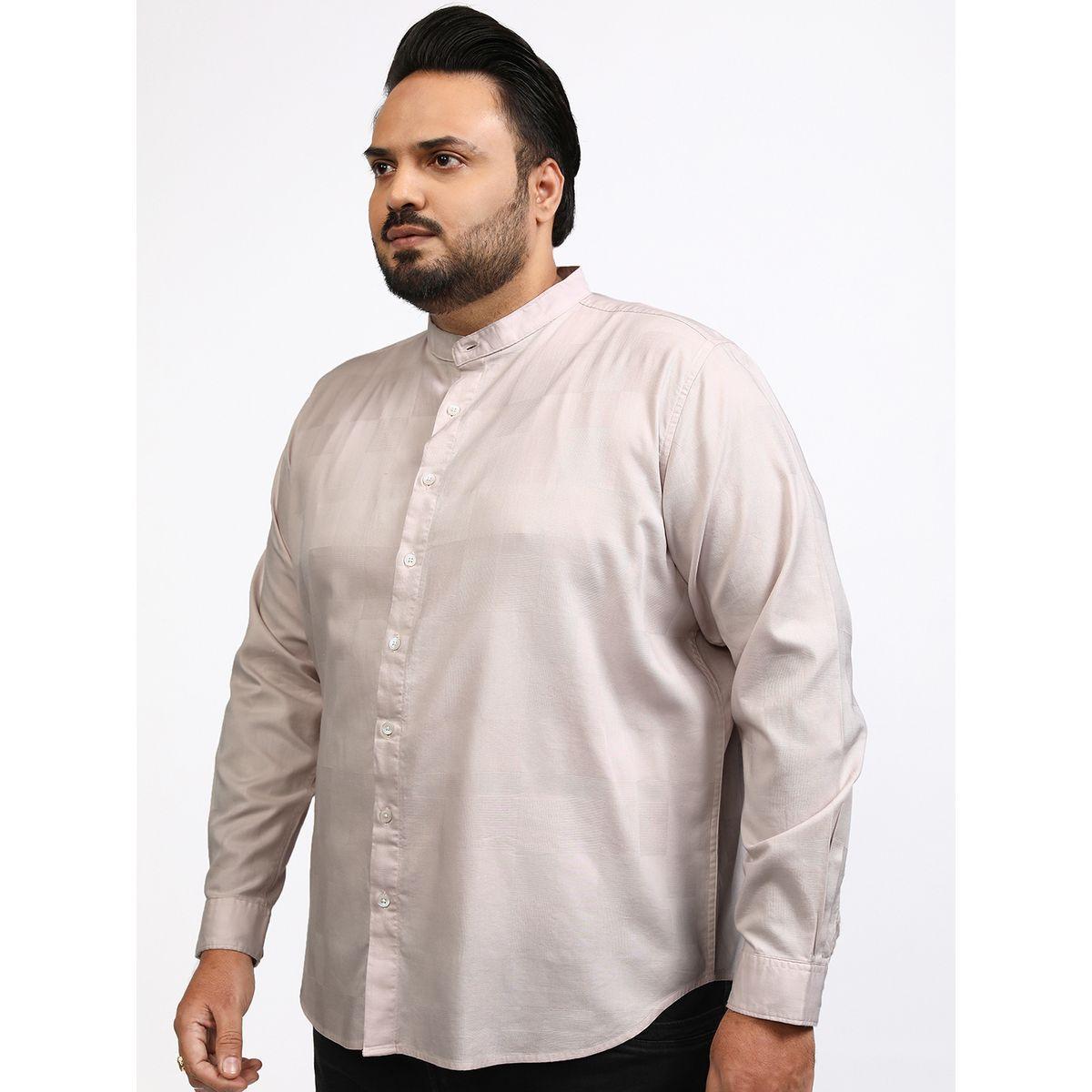 قميص بمقاس كبير بياقة ماندارين هايلاندر × ستايلي-men-clothing-shirts-image-4