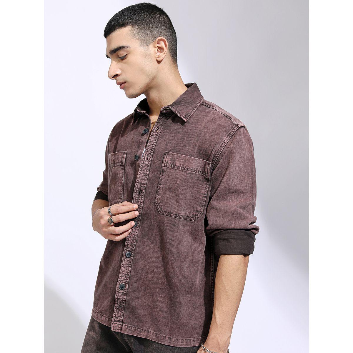 Highlander X Styli Acid Washed Oversized Shirt with Pockets-men-clothing-shirts-image-4